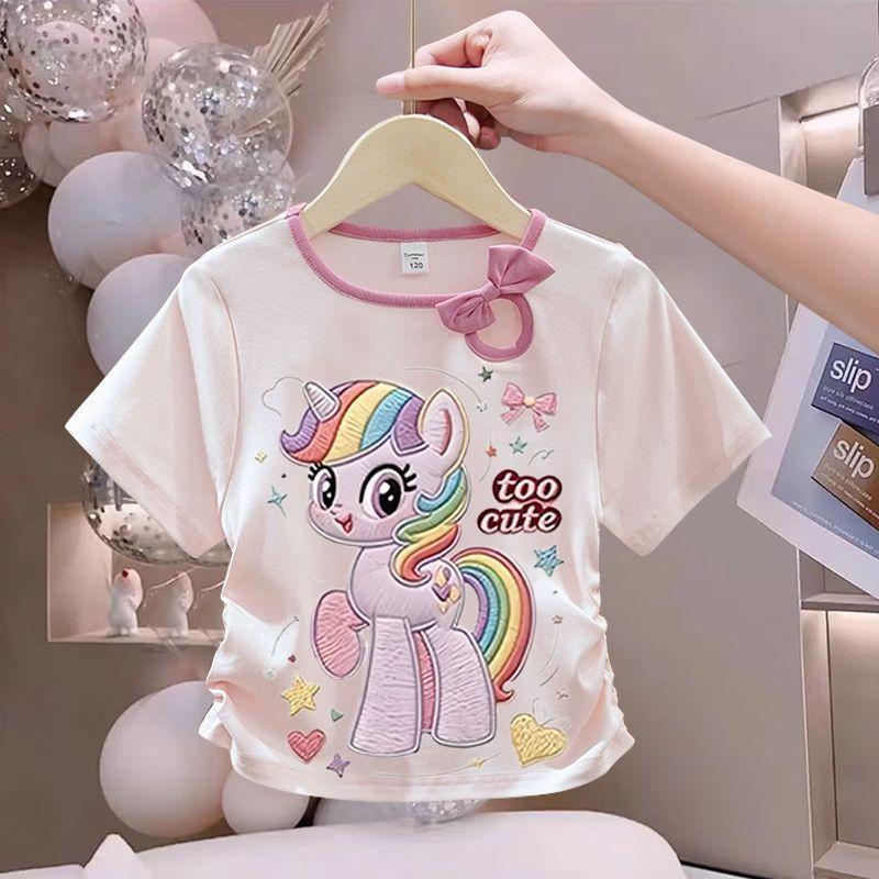 Girls Fashionable Bow Tie Top for Summer, Children s Round-neck Short-sleeved Pure Cotton T-shirt 100
Girls Fashionable Bow Tie Top for Summer, Children s Round-neck Short-sleeved Pure Cotton T-shirt 100