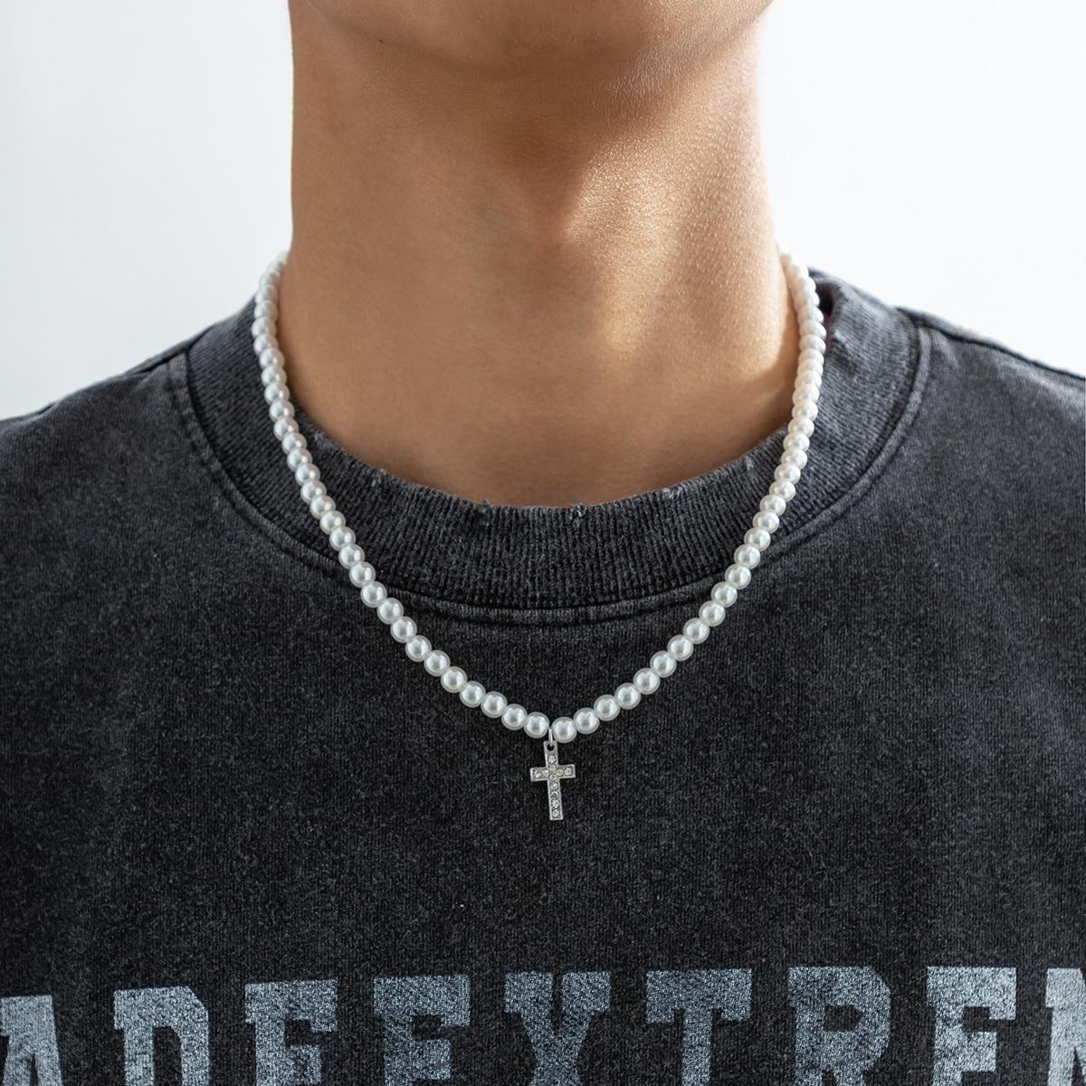NEW Vintage Imitation Pearl Necklace for Women Man Simple Handmade Inlaid Zircon Cross Necklace Hip hop Jewelry perlas collar
NEW Vintage Imitation Pearl Necklace for Women Man Simple Handmade Inlaid Zircon Cross Necklace Hip hop Jewelry perlas collar