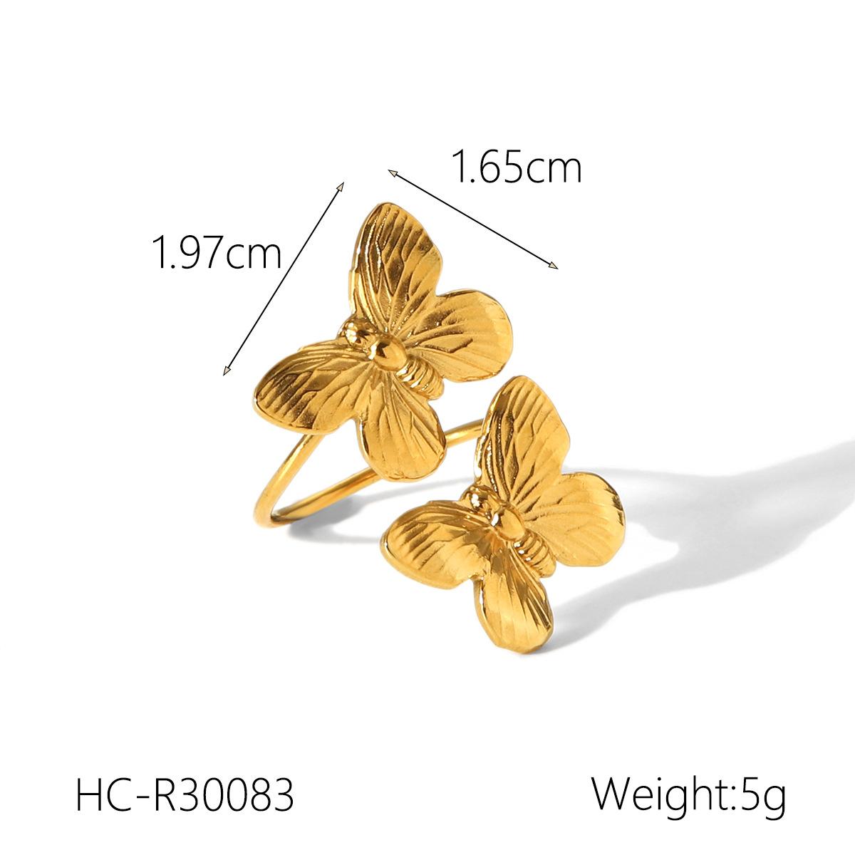 18k Gold Stainless Steel Butterfly Open Bangle Non-fading Titanium Steel Flower Open Ring for Women
18k Gold Stainless Steel Butterfly Open Bangle Non-fading Titanium Steel Flower Open Ring for Women