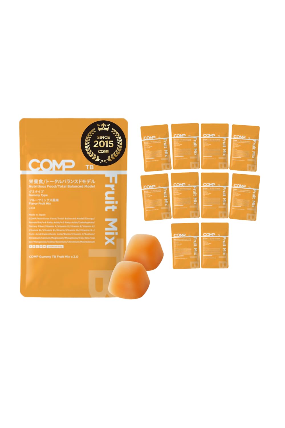 COMP Gummy TB 10 пакетиков на порцию Полного Питания Желе с UHA Незаменимые Аминокислоты Незаменимые Жирные Кислоты Пищевые Полифенолы (v.3.0, 500г, 2000 ккал, коробка) Конфета,