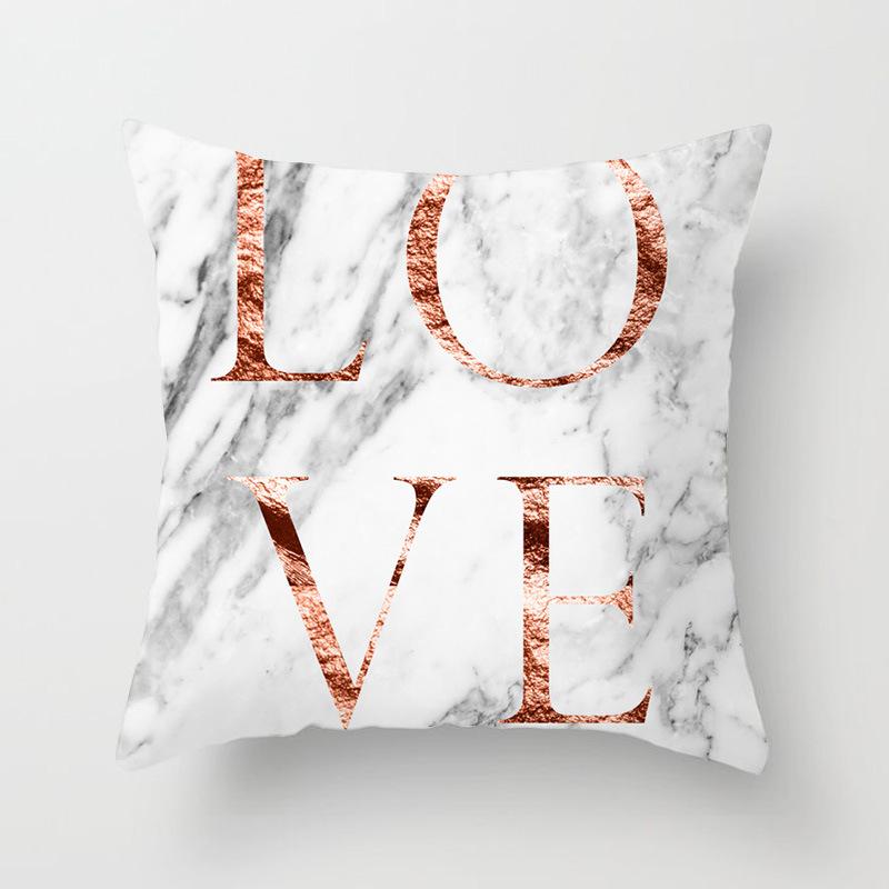 Ins Style Letter Peach Leather Velvet Pillow Case Marble Modern Simple Rose Gold Letter Sofa Cushion 45*45cm
Ins Style Letter Peach Leather Velvet Pillow Case Marble Modern Simple Rose Gold Letter Sofa Cushion 45*45cm