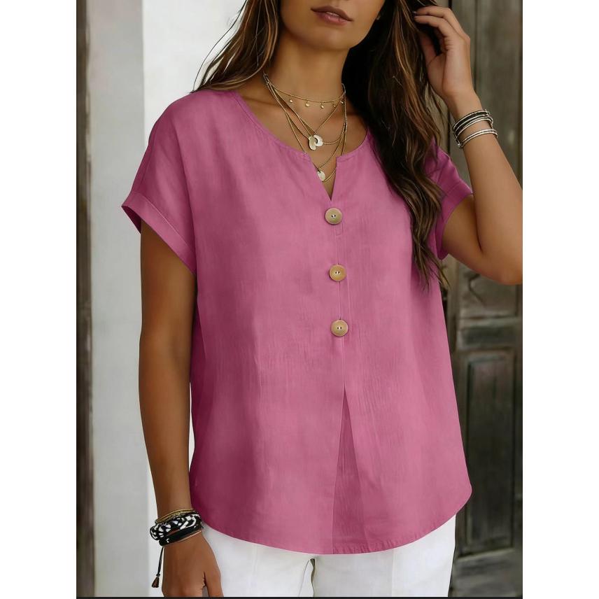 Summer Basic Blouses Women s Shirts Solid Color Casual Short-Sleeve Cotton Linen Plus Size V-Neck Loose Button Tops XXXL темно-рожевого кольору
Summer Basic Blouses Women s Shirts Solid Color Casual Short-Sleeve Cotton Linen Plus Size V-Neck Loose Button Tops XXXL темно-рожевого кольору
