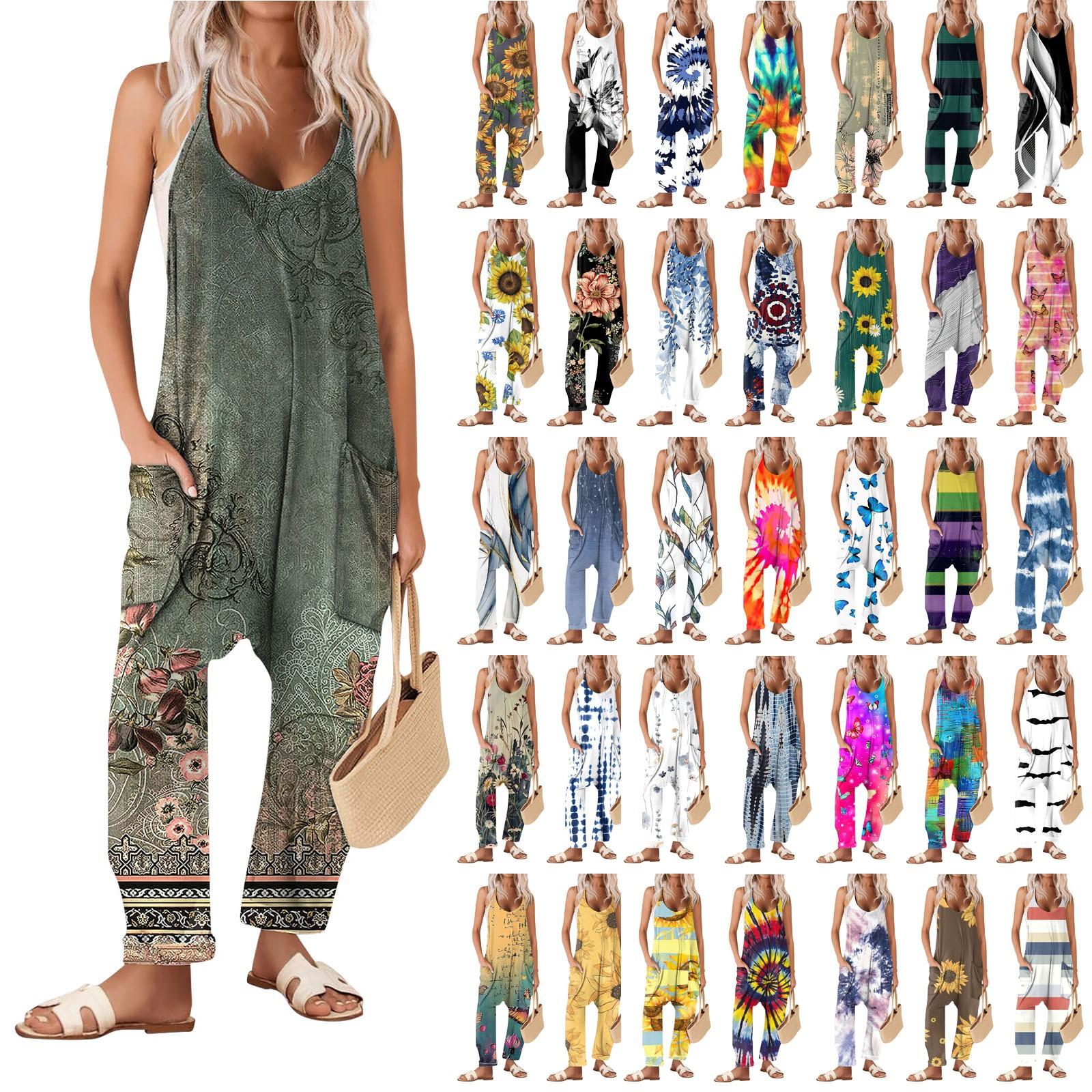 Wide Leg Overalls For Women Casual Loose Sleeveless Jumpsuits Retro Print Long Pant Romper Jumpsuit With Pockets
Wide Leg Overalls For Women Casual Loose Sleeveless Jumpsuits Retro Print Long Pant Romper Jumpsuit With Pockets