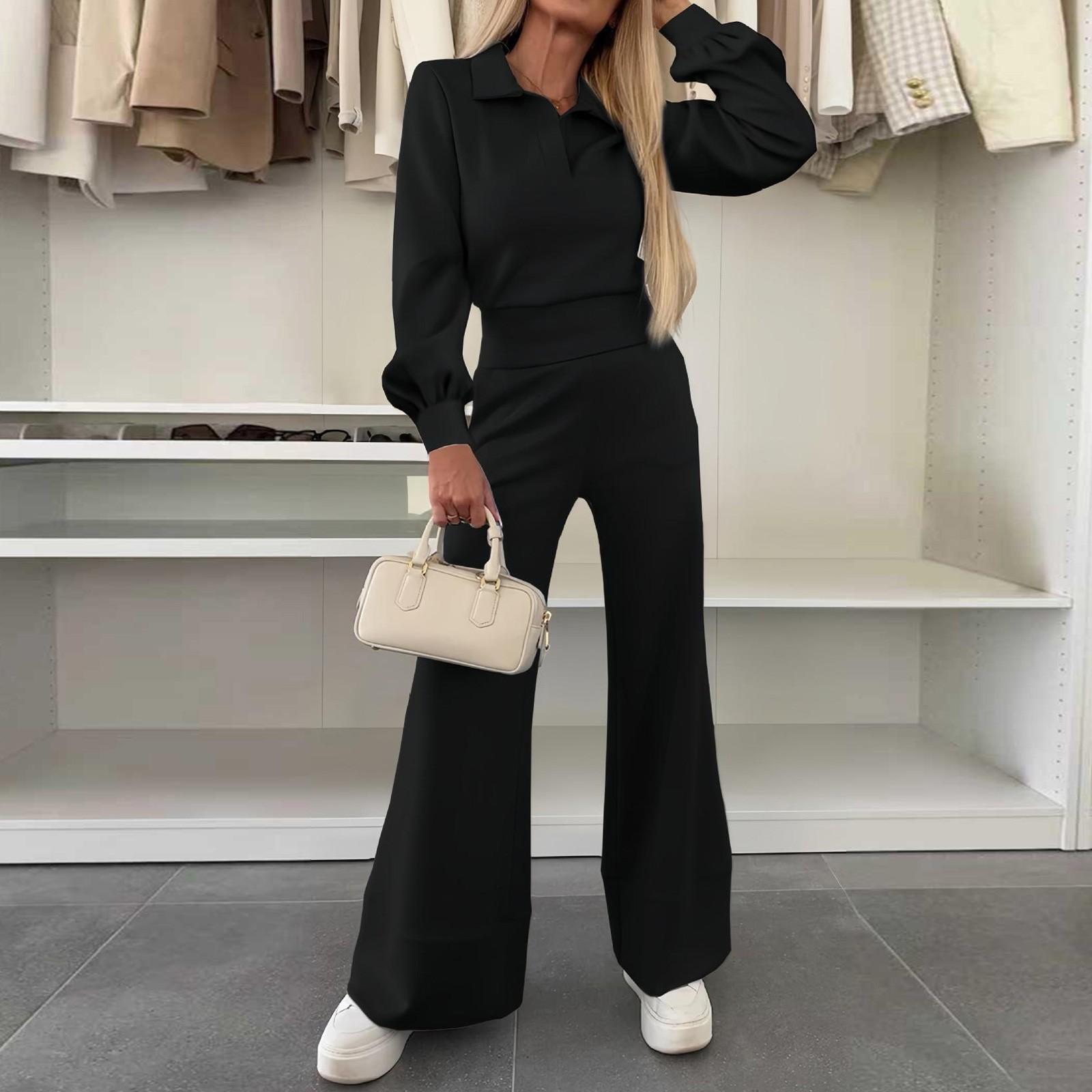 Женская Мода Повседневный Домашний Однотонный Топ с Лацканами и Длинным Рукавом Эластичные Брюки с Широкими Штанинами Комплект из Двух Предметов L чёрный
Женская Мода Повседневный Домашний Однотонный Топ с Лацканами и Длинным Рукавом Эластичные Брюки с Широкими Штанинами Комплект из Двух Предметов L чёрный