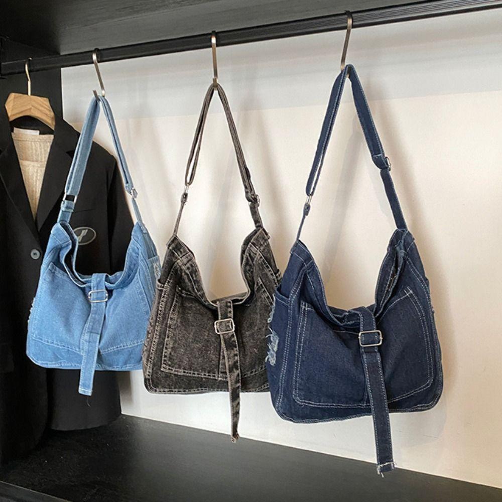 Buckle Strap Denim Canvas Bag Shoulder Bag Simple Tote Bag Casual Vintage Handbag Travel чорний
Buckle Strap Denim Canvas Bag Shoulder Bag Simple Tote Bag Casual Vintage Handbag Travel чорний