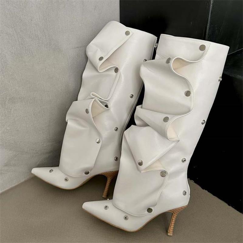 Fashion Eilyken Winter Design Denim Pleated Button Strap Women Knee High Boots Sexy Pointed Toe Thin Heels Stripper Female Shoes 35
Fashion Eilyken Winter Design Denim Pleated Button Strap Women Knee High Boots Sexy Pointed Toe Thin Heels Stripper Female Shoes 35