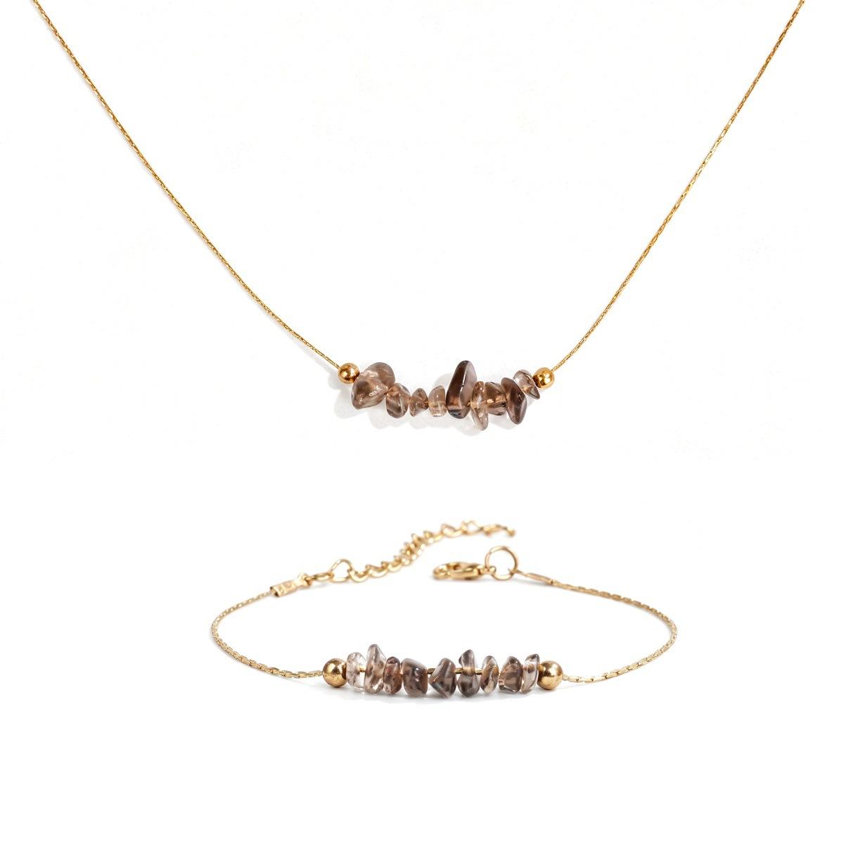 New Niche Crystal Jewelry Set, Fashion Gravel Tea Crystal Necklace & Bracelet European Style Accessory
New Niche Crystal Jewelry Set, Fashion Gravel Tea Crystal Necklace & Bracelet European Style Accessory