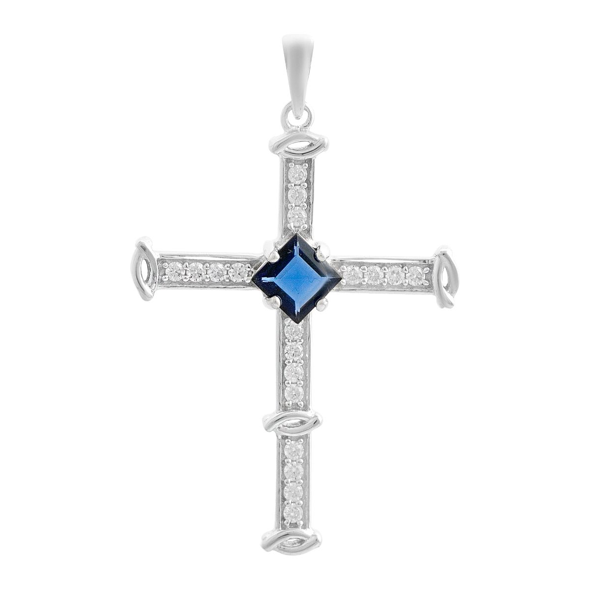 Silver cross with sapphire nano 1.095ct, cubic zirconias (2206576) синій
Silver cross with sapphire nano 1.095ct, cubic zirconias (2206576) синій