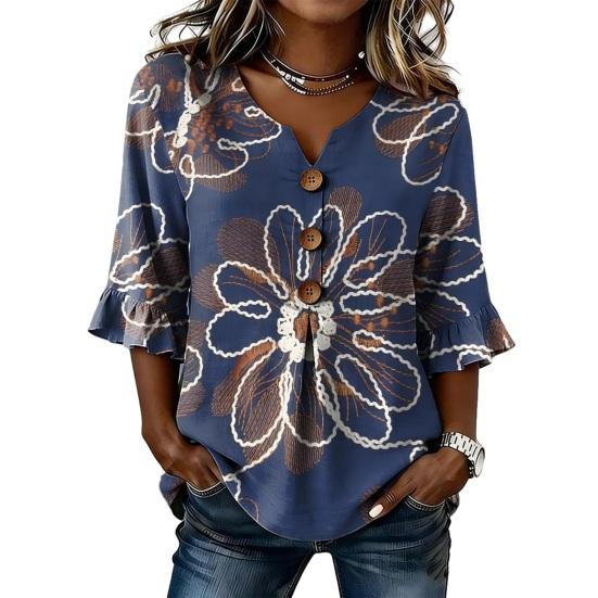 Women T-shirt Regular Fit V-Neck Half Sleeve Summer Tee 3D Digital Flower Print Pullover Tops Daily Wear S G
Women T-shirt Regular Fit V-Neck Half Sleeve Summer Tee 3D Digital Flower Print Pullover Tops Daily Wear S G