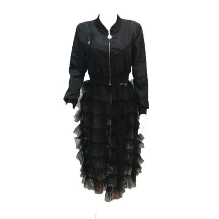 Women s Mesh Patchwork Jacket Long Sleeve Zippered Ruffled Solid Color Coat S чёрный
Women s Mesh Patchwork Jacket Long Sleeve Zippered Ruffled Solid Color Coat S чёрный