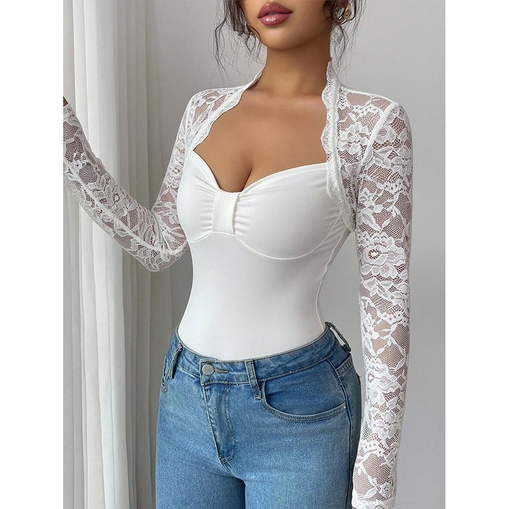 Жіночі облягаючі топи з мереживними вставками, з вирізом-сердечком, з довгим рукавом 2XL білий
Жіночі облягаючі топи з мереживними вставками, з вирізом-сердечком, з довгим рукавом 2XL білий