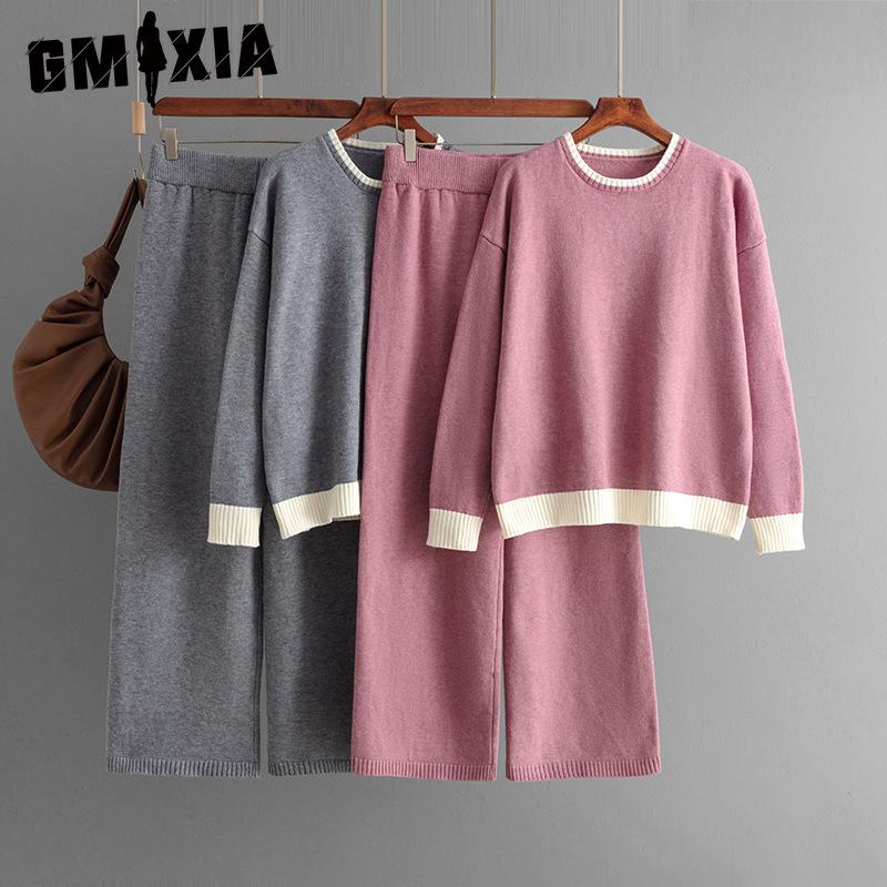 GMXIA Autumn and Winter Style Contrasting Color Round-neck Knitted Sweater Slimming Wide-leg Pants Two-piece Set for Women One Size хакі
GMXIA Autumn and Winter Style Contrasting Color Round-neck Knitted Sweater Slimming Wide-leg Pants Two-piece Set for Women One Size хакі