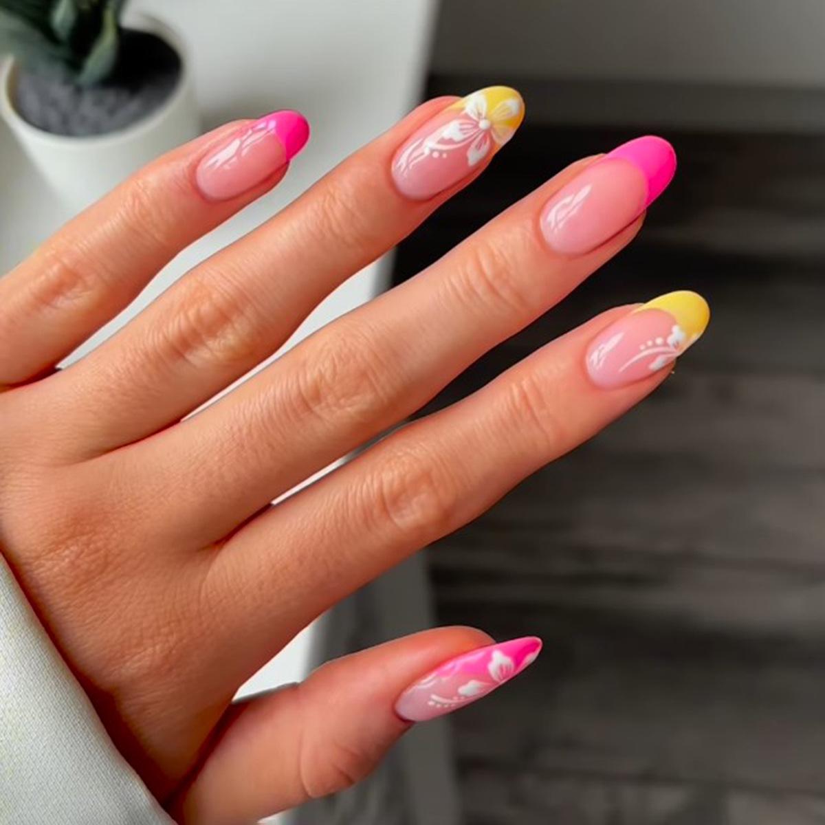 Colorful French Almond Flower Nail Art - Sweet, Fresh, European & American Style False Nails
Colorful French Almond Flower Nail Art - Sweet, Fresh, European & American Style False Nails