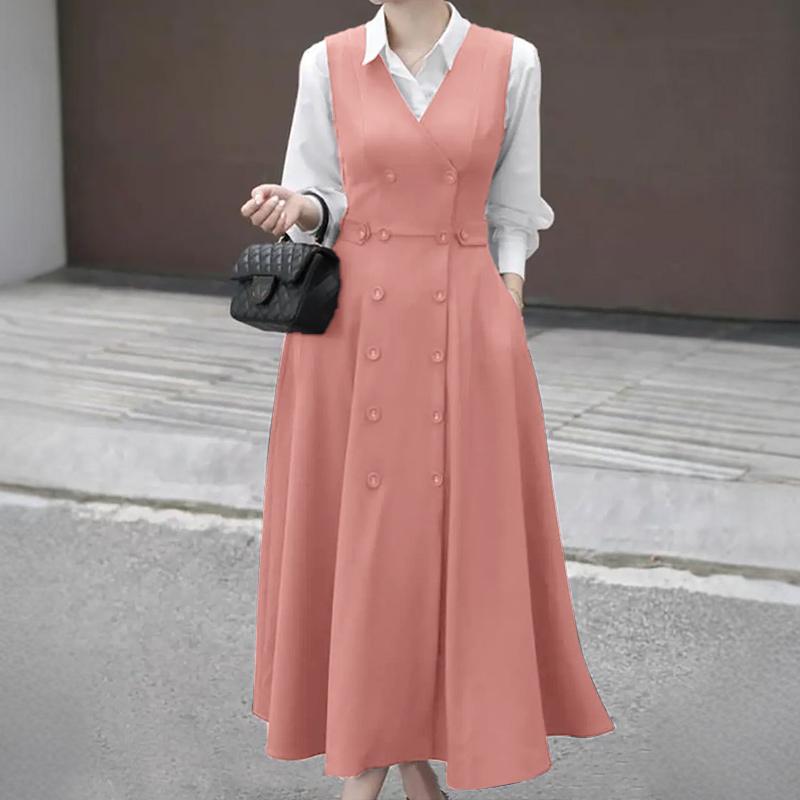 ZANZEA Women Casual Turn Down Collar Splice Long Sleeve Elegant Dress 5XL рожевий
ZANZEA Women Casual Turn Down Collar Splice Long Sleeve Elegant Dress 5XL рожевий