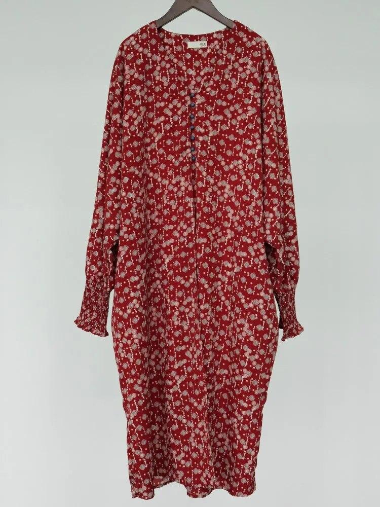 Johnature женское красное платье с цветочным принтом и рукавами «летучая мышь», винтажные хлопковые длинные халаты, осенние свободные женские длинные платья на пуговицах One Size красный
Johnature женское красное платье с цветочным принтом и рукавами «летучая мышь», винтажные хлопковые длинные халаты, осенние свободные женские длинные платья на пуговицах One Size красный