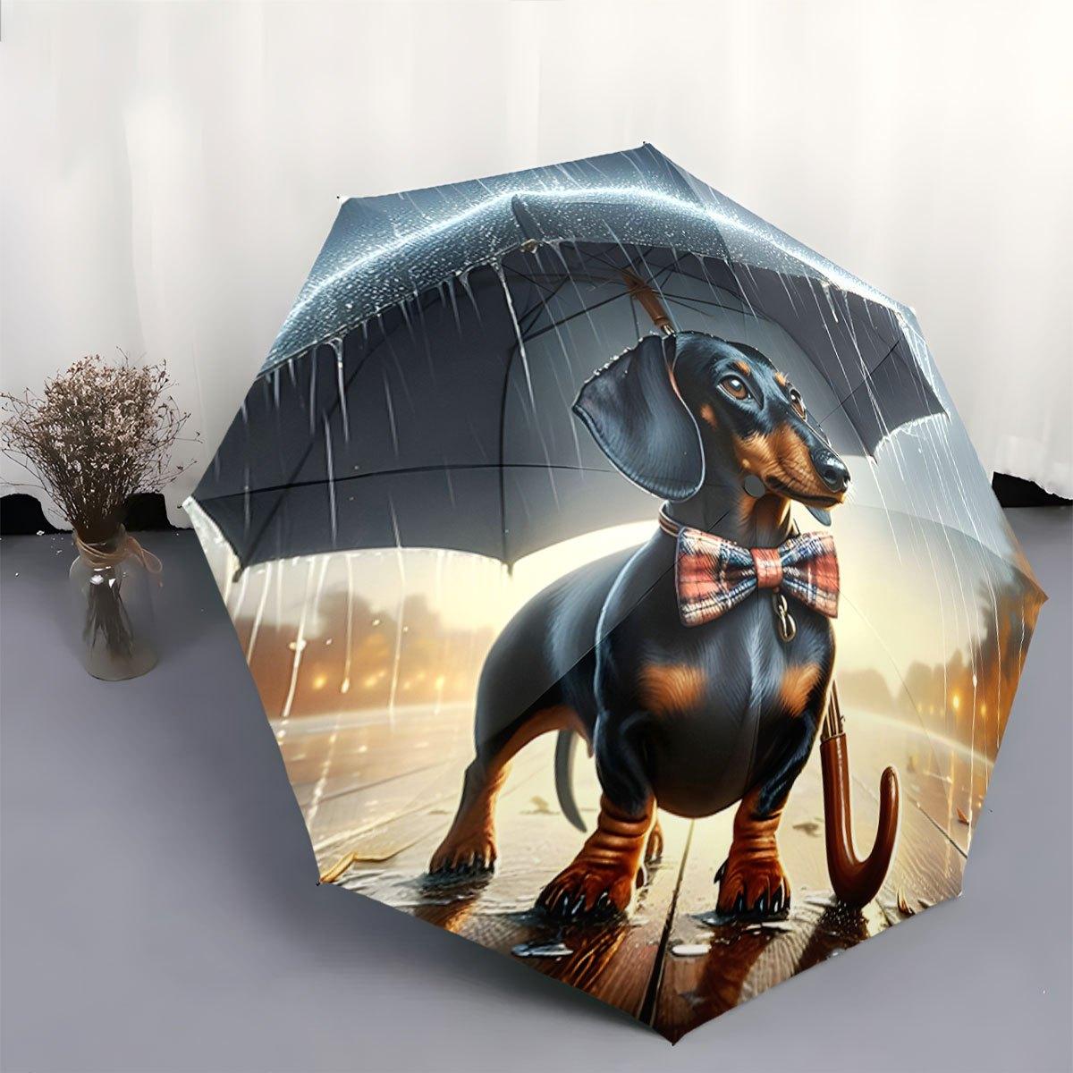 Automatic Folding Umbrella A dachshund wearing a plaid bow tie under an umbrella. Portable collapsible design, casual outdoor Iron&8K
Automatic Folding Umbrella A dachshund wearing a plaid bow tie under an umbrella. Portable collapsible design, casual outdoor Iron&8K