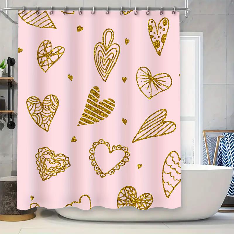 Modern Gold Heart Print Shower Curtain Pink Background With Luxury Decorative Pattern For Bathroom Decoration (Size: 72X84 Inche W60H190(CM)-1 Pcs
Modern Gold Heart Print Shower Curtain Pink Background With Luxury Decorative Pattern For Bathroom Decoration (Size: 72X84 Inche W60H190(CM)-1 Pcs