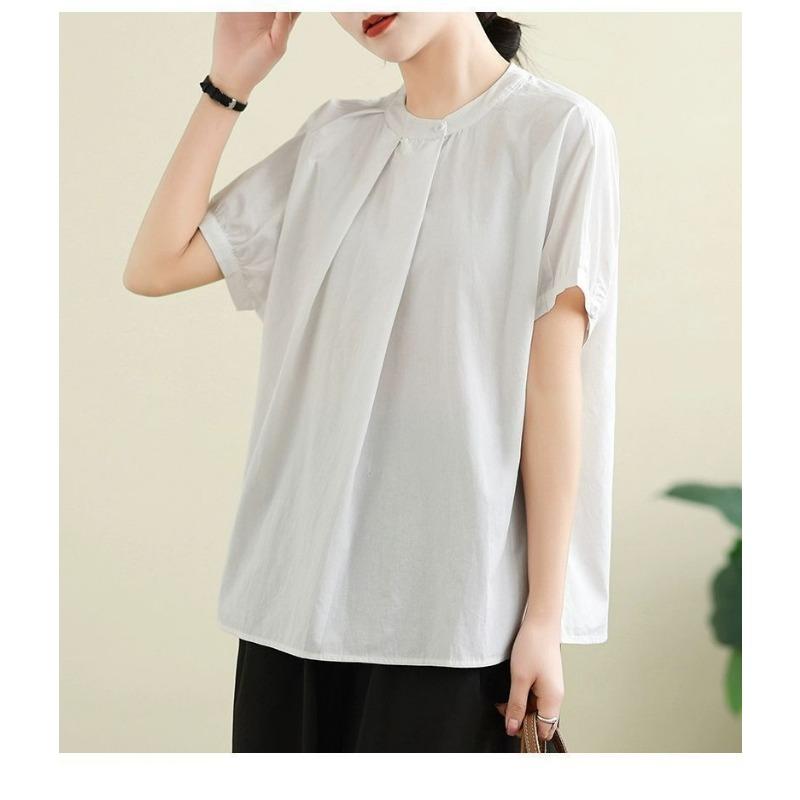 Japanese Irregular Pleated Loose Stand Collar Short-sleeved Shirt Women s Summer Pure Cotton Top M білий
Japanese Irregular Pleated Loose Stand Collar Short-sleeved Shirt Women s Summer Pure Cotton Top M білий