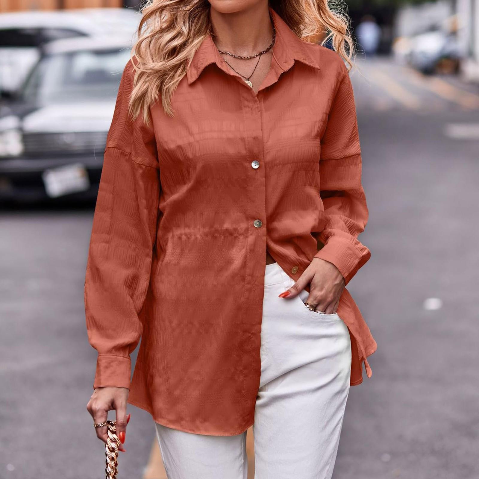Женская однотонная блузка с длинным рукавом на пуговицах, элегантные рубашки XXL киноварь
Женская однотонная блузка с длинным рукавом на пуговицах, элегантные рубашки XXL киноварь