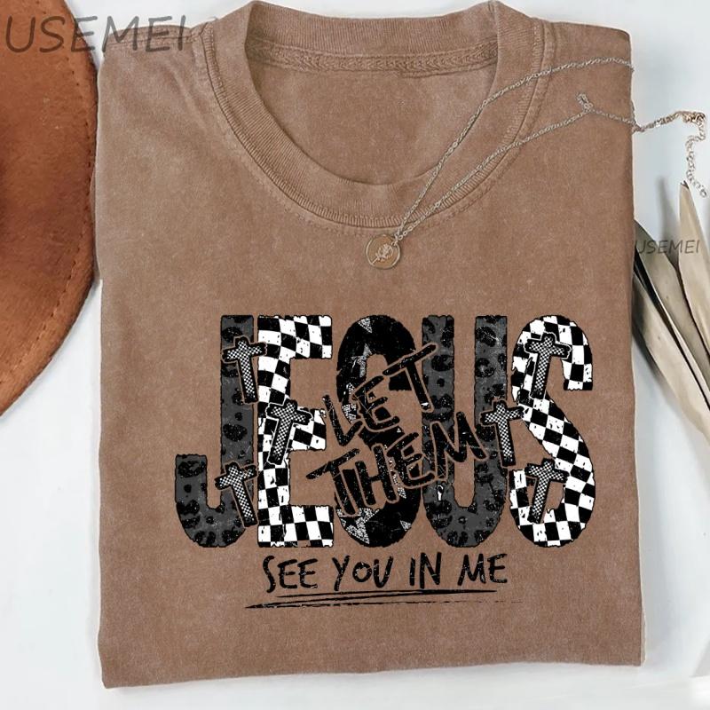 Jesus Let Them See You in Me Tshirt Women Men Jesus Christian TShirt Casual Cotton Short Sleeve Bible Verse Faith Religious Tee 4XL
Jesus Let Them See You in Me Tshirt Women Men Jesus Christian TShirt Casual Cotton Short Sleeve Bible Verse Faith Religious Tee 4XL