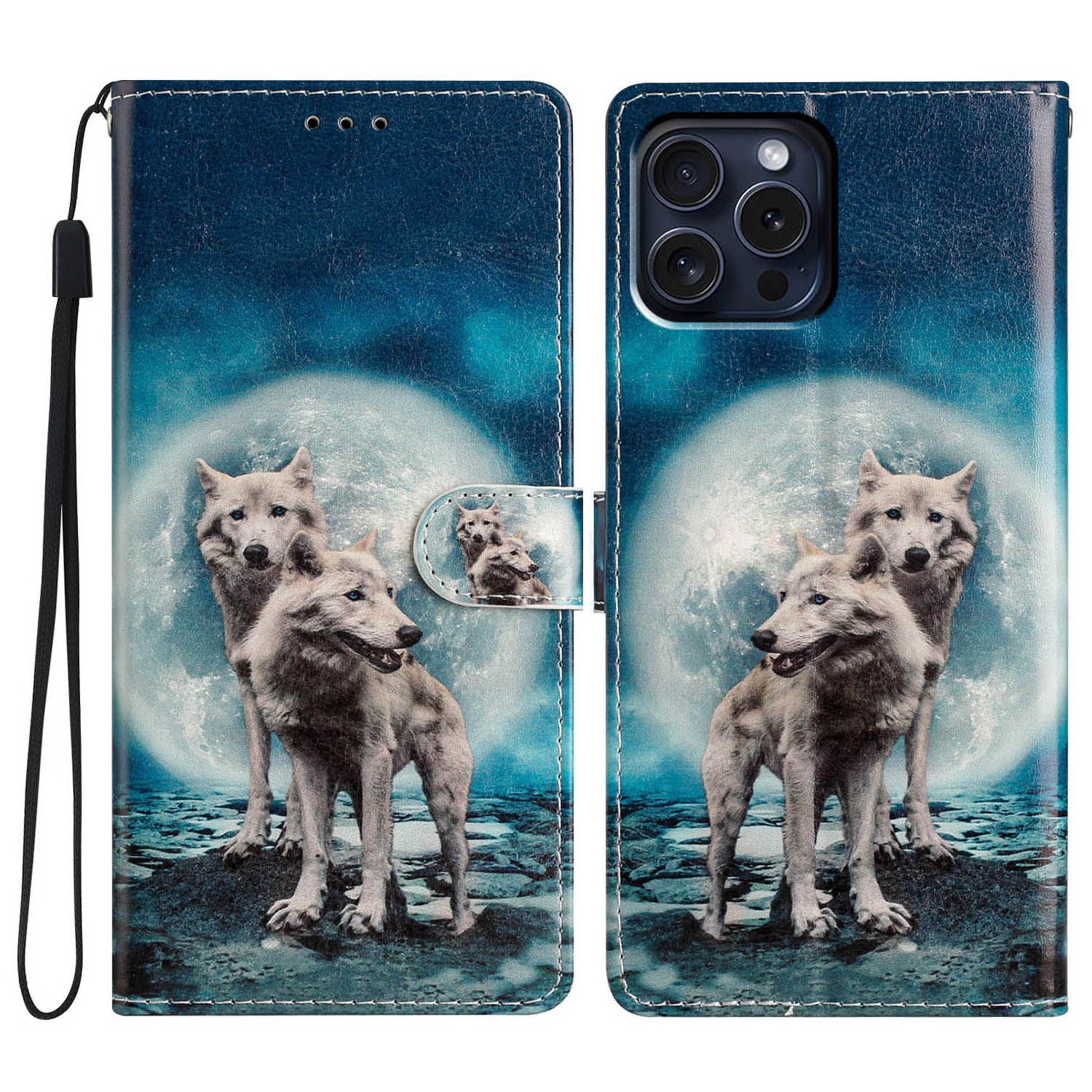 For iPhone 16 Pro Max Case Pattern Print PU Leather Card Slots Phone Cover with Wrist Strap Two Wolves
For iPhone 16 Pro Max Case Pattern Print PU Leather Card Slots Phone Cover with Wrist Strap Two Wolves