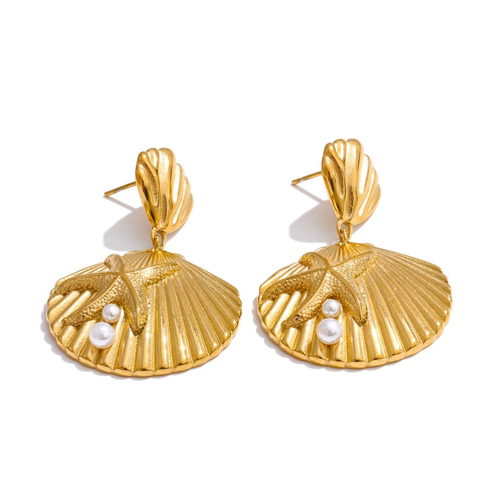 Yhpup Ocean Style Pearl Metal Shell Starfish Dangle Earrings PVD Plated 2025 Stainless Steel Trendy Statement Jewelry Accessory
Yhpup Ocean Style Pearl Metal Shell Starfish Dangle Earrings PVD Plated 2025 Stainless Steel Trendy Statement Jewelry Accessory