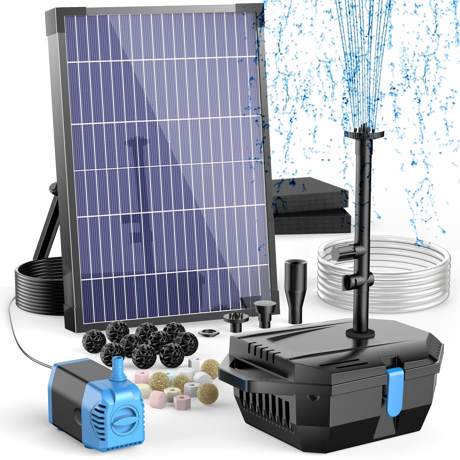 Biling Solar Fountain Pump with Filter, 12W 320GPH, Four Fountain Modes, Easy Installation, Direct Drive, Outdoor Use, Biotope, Pond, Garden, Birdbath
Biling Solar Fountain Pump with Filter, 12W 320GPH, Four Fountain Modes, Easy Installation, Direct Drive, Outdoor Use, Biotope, Pond, Garden, Birdbath