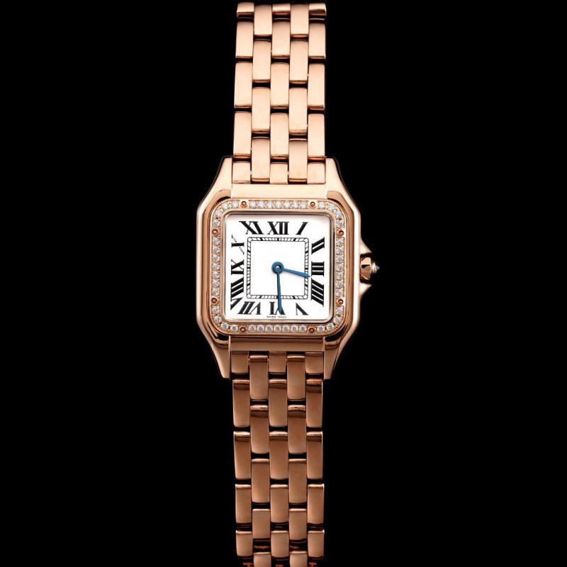 Жіночий кварцовий годинник Cartier Santos: Класичний римський циферблат, ретро-квадратний дизайн, акценти з діамантів, водонепроникний. Small: Width 22mm x Length 30mm
Жіночий кварцовий годинник Cartier Santos: Класичний римський циферблат, ретро-квадратний дизайн, акценти з діамантів, водонепроникний. Small: Width 22mm x Length 30mm