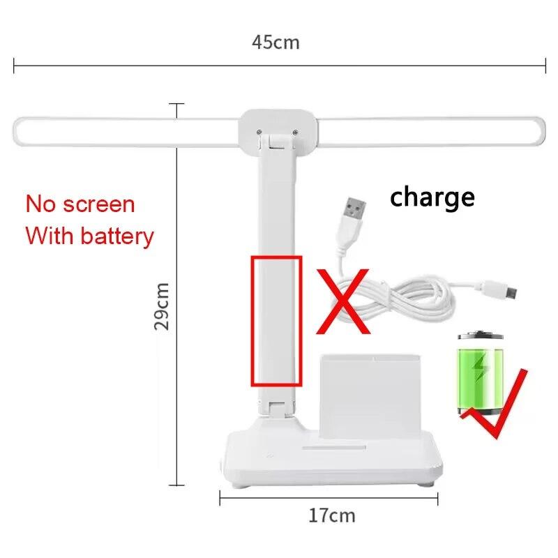 LED Table Lamp USB Chargeable Dimmable Clock Desk Lamps 2 Heads 180 Rotate Foldable Eye Protection Desktop Reading Night Lights
LED Table Lamp USB Chargeable Dimmable Clock Desk Lamps 2 Heads 180 Rotate Foldable Eye Protection Desktop Reading Night Lights