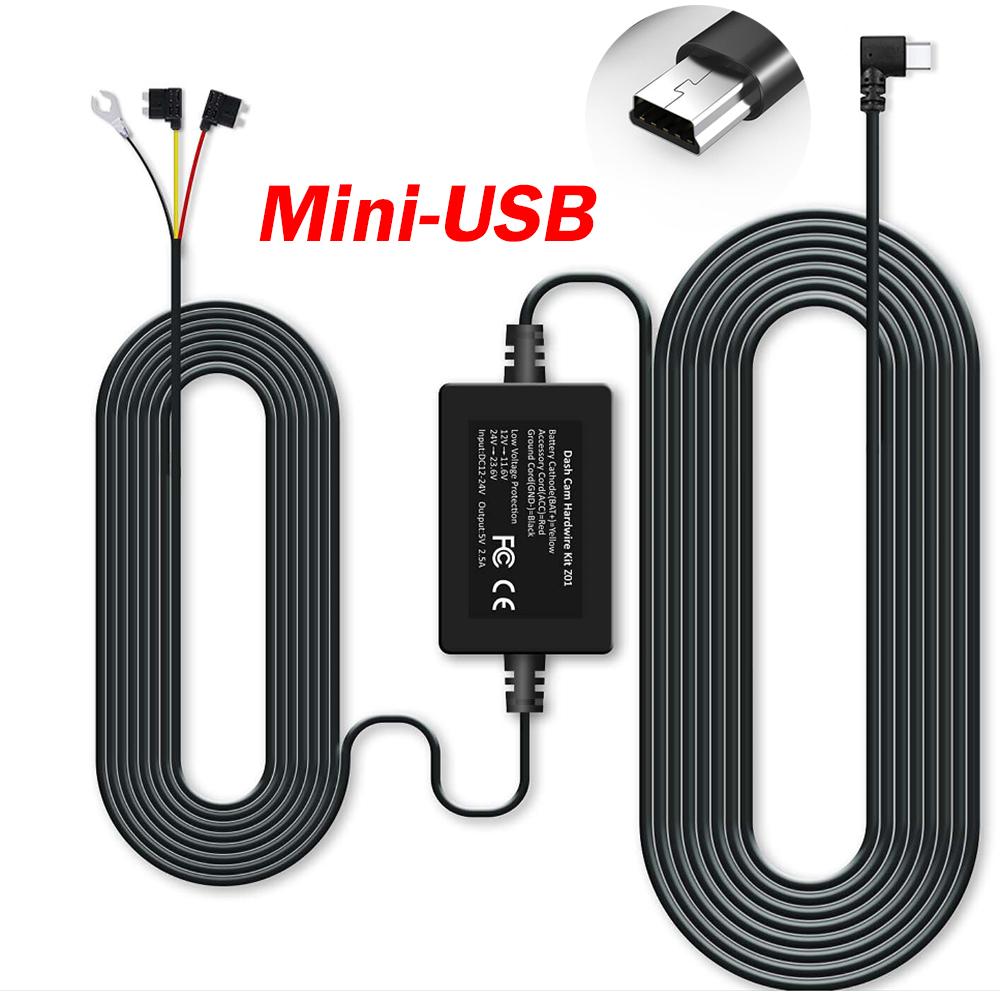 24/7 Parking Monitor & Time-Lapse Recording Dash Cam Hardwire Kit - 12V-24V To 5V/2A Mini USB Interface (11.5ft Length) Mini-USB interface
24/7 Parking Monitor & Time-Lapse Recording Dash Cam Hardwire Kit - 12V-24V To 5V/2A Mini USB Interface (11.5ft Length) Mini-USB interface