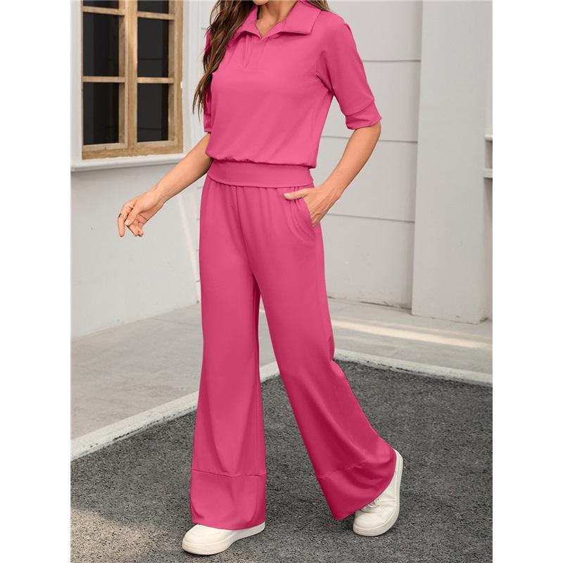 Women s 2Pcs Solid Color Casual Tracksuit Polo Neck Half Sleeve Top + Flare Pants Set XXL Яскраво-рожевий
Women s 2Pcs Solid Color Casual Tracksuit Polo Neck Half Sleeve Top + Flare Pants Set XXL Яскраво-рожевий