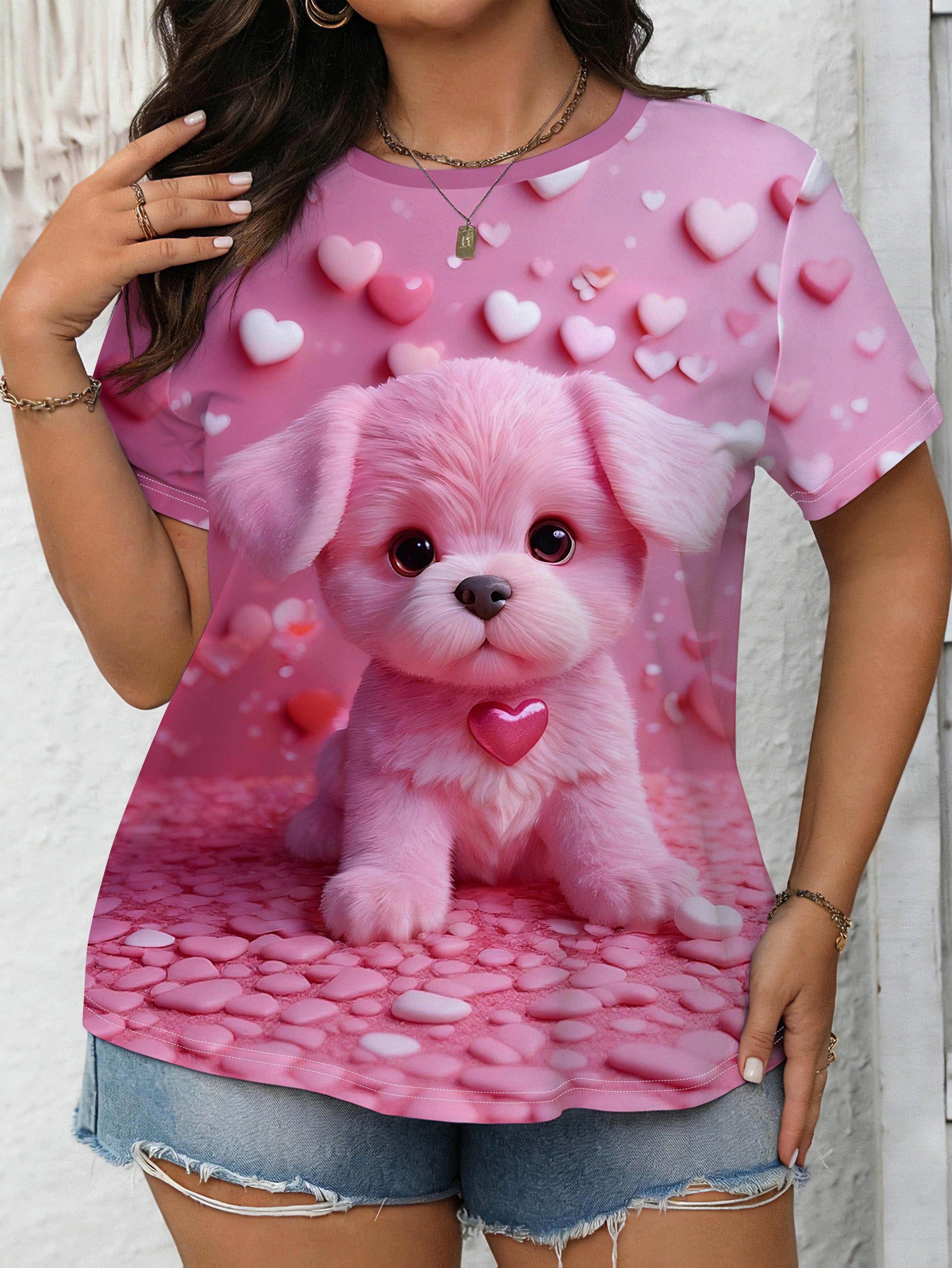 Women s Pink Short-Sleeve T-Shirt with Heart ; Cute Dog Print - Loose-Fit Round Neck Blouse-Compatible Top Suitable for Summer. Casual Casual Attire. XL дубильная кора
Women s Pink Short-Sleeve T-Shirt with Heart ; Cute Dog Print - Loose-Fit Round Neck Blouse-Compatible Top Suitable for Summer. Casual Casual Attire. XL дубильная кора