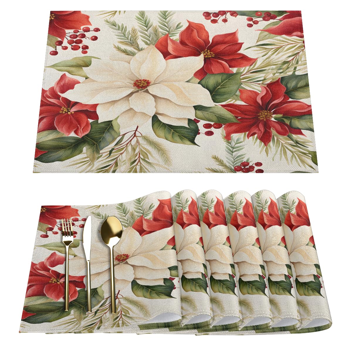 Christmas Placemats Set of 6 - Xmas Linen Place Mat Washable Non-Slip Table Mats Holiday Tables Decor for Home Kitchen Dining Party 6PCS
Christmas Placemats Set of 6 - Xmas Linen Place Mat Washable Non-Slip Table Mats Holiday Tables Decor for Home Kitchen Dining Party 6PCS