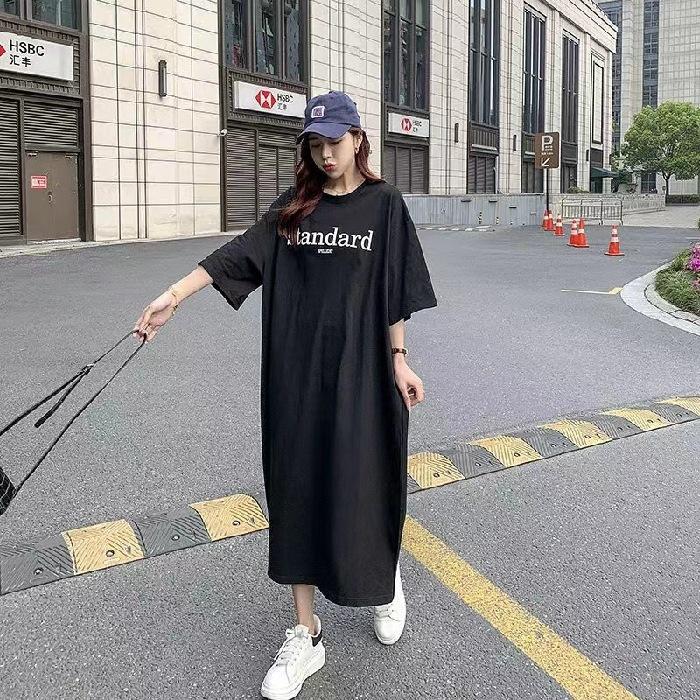 Длинная футболка с короткими рукавами длиной до колена, женское летнее свободное платье с разрезом больших размеров M чёрный
Длинная футболка с короткими рукавами длиной до колена, женское летнее свободное платье с разрезом больших размеров M чёрный