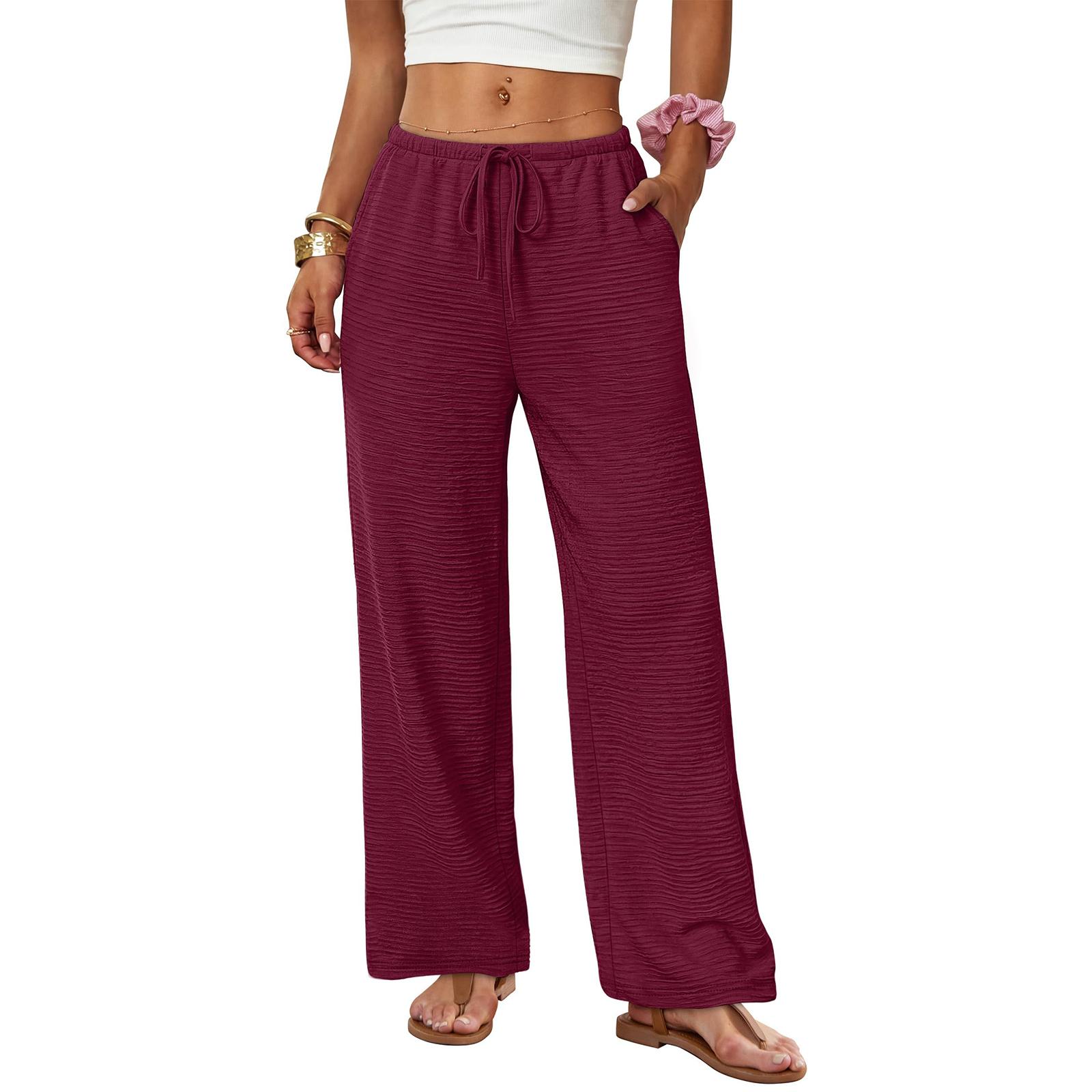Women’s Wide Leg Drawstring Waist Casual Lounge Pants Lightweight Loose Fit Trousers with Pockets for Daily Wear XL винний
Women’s Wide Leg Drawstring Waist Casual Lounge Pants Lightweight Loose Fit Trousers with Pockets for Daily Wear XL винний