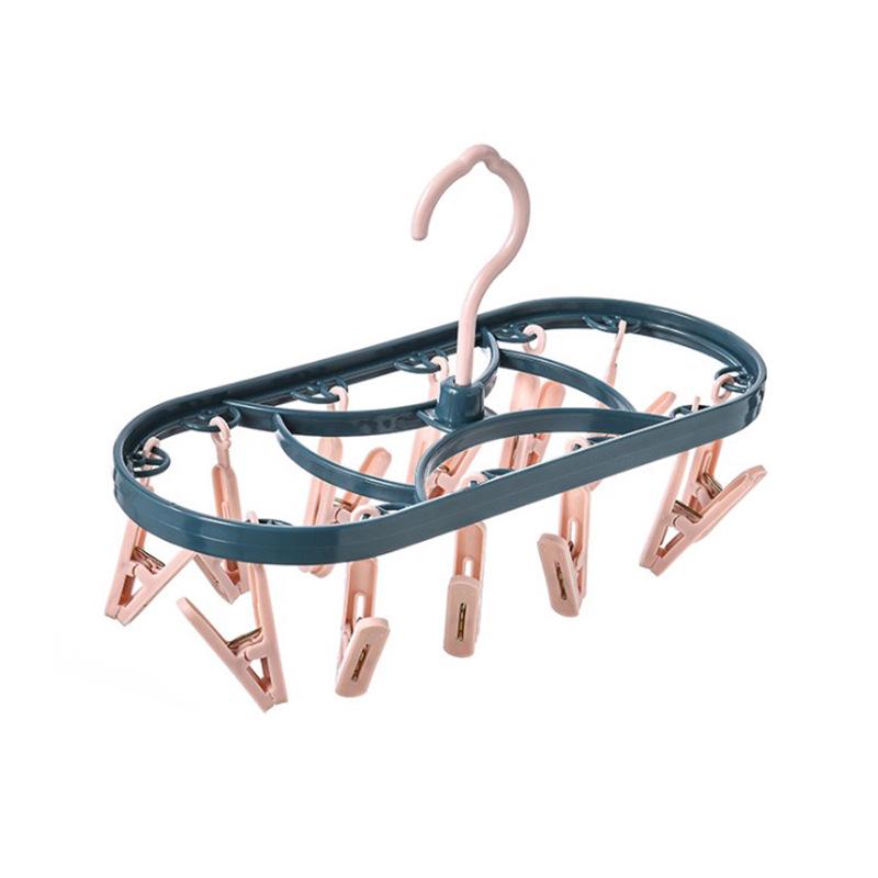12-Clip Multi-Functional Clothes and Sock Drying Rack with Plastic Hangers рожевий/синій
12-Clip Multi-Functional Clothes and Sock Drying Rack with Plastic Hangers рожевий/синій