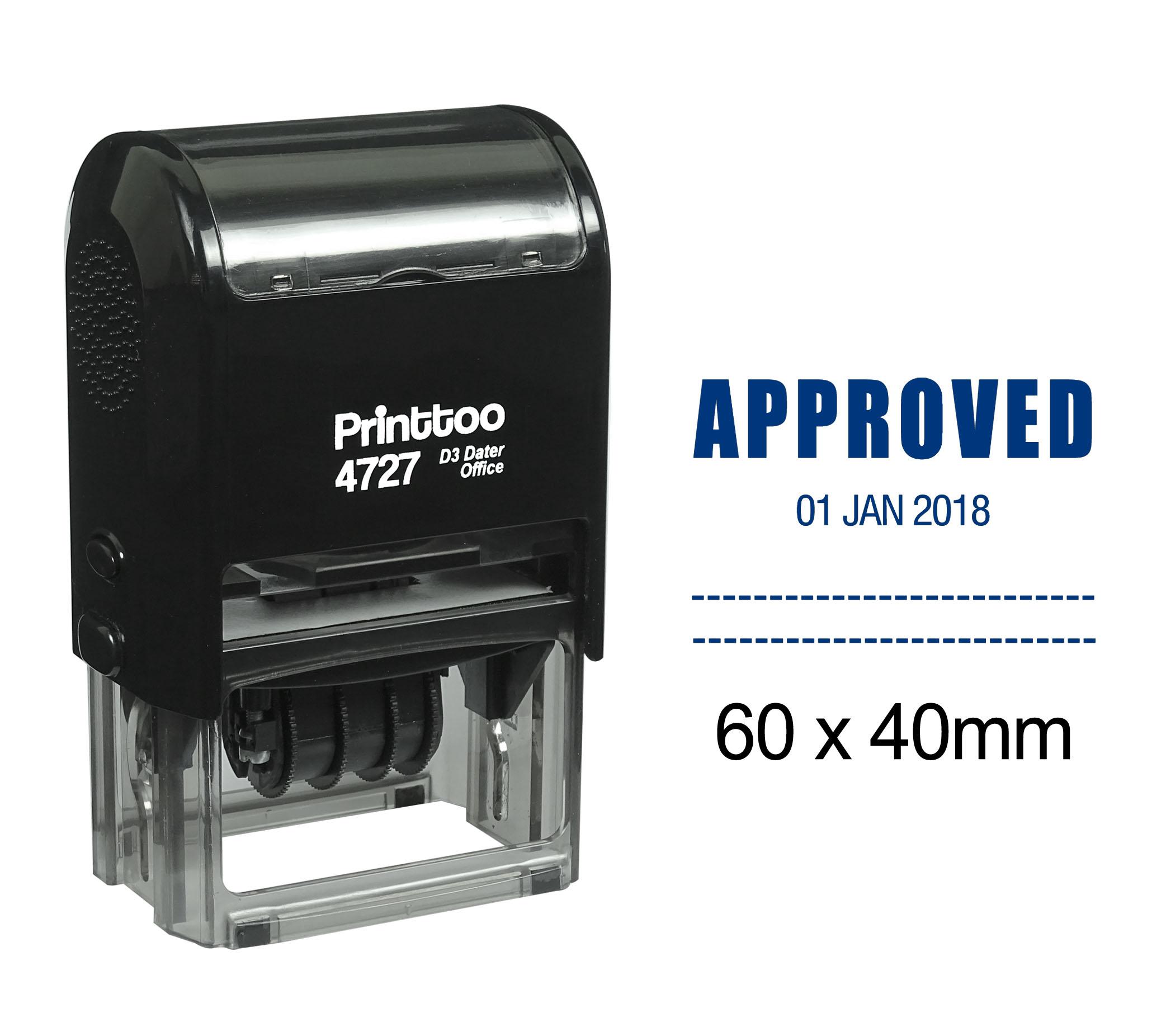 Printtoo Dater Stamp Self Inking With Approved Text Date Rubber Stamp Office 60 mm x 40 mm.(Approx) синій
Printtoo Dater Stamp Self Inking With Approved Text Date Rubber Stamp Office 60 mm x 40 mm.(Approx) синій