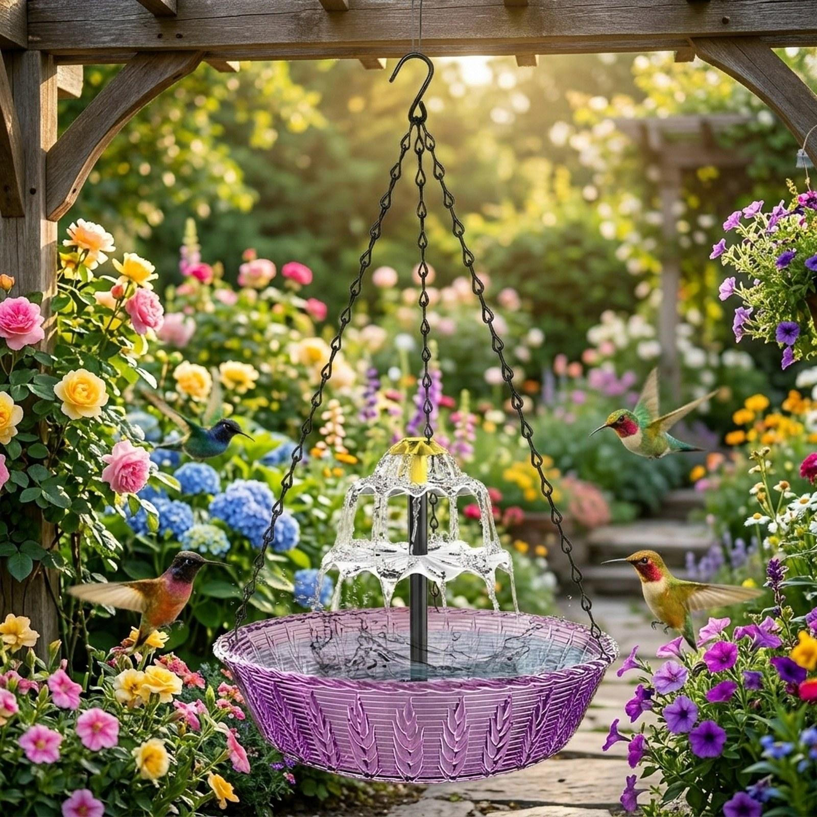 Outdoor Hanging Bird Bath, Solar Pump Basin for Patio
Outdoor Hanging Bird Bath, Solar Pump Basin for Patio