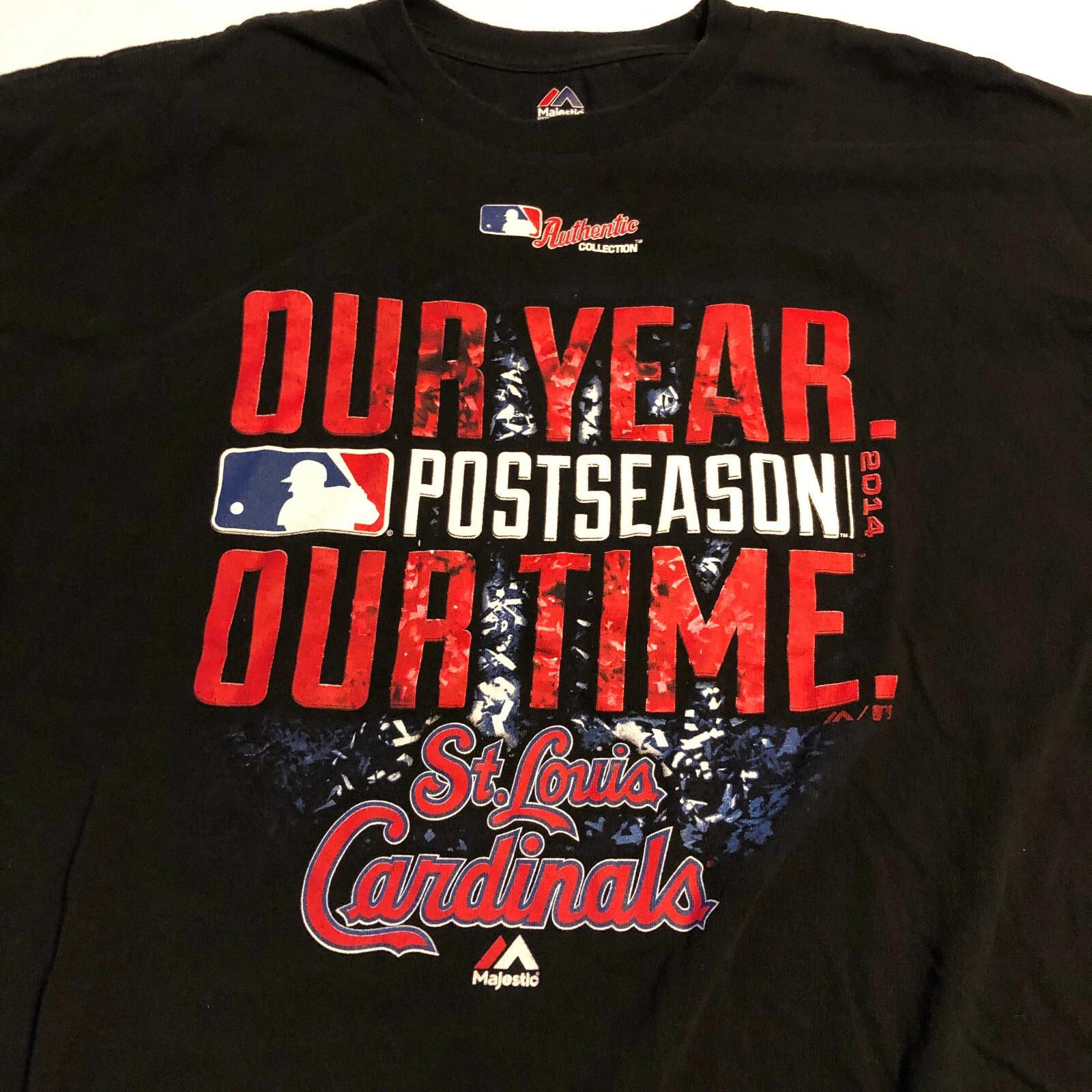 St Louis Cardinals Postseason 2014 Our Year Our Time T Shirt 2XL Black Majestic 4XL
St Louis Cardinals Postseason 2014 Our Year Our Time T Shirt 2XL Black Majestic 4XL
