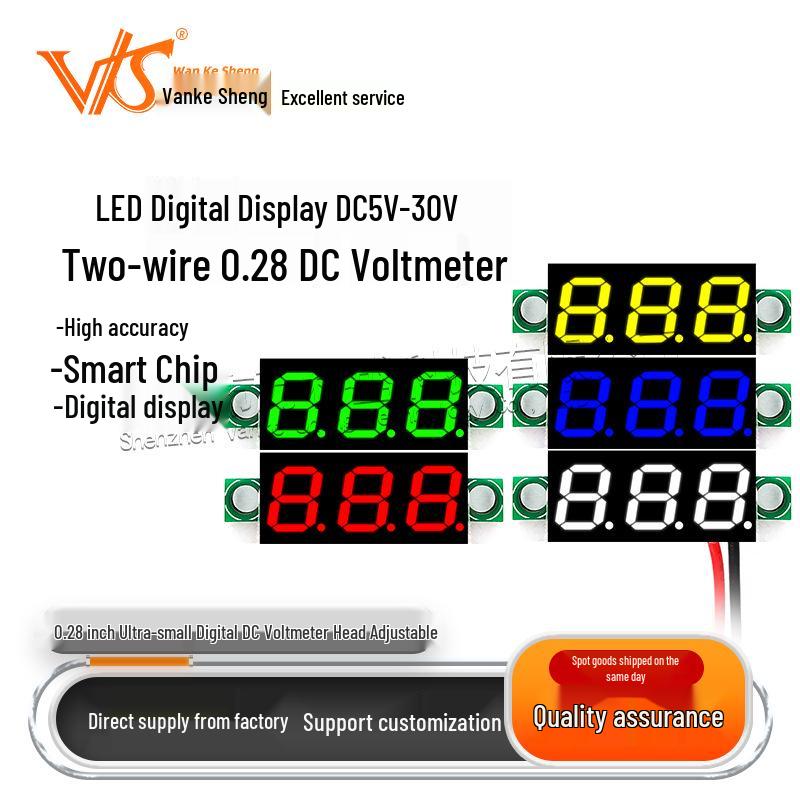0.28 Mini Digital Voltmeter with Adjustable DC Display, Two-wire DC5-30V, Reverse Protection
0.28 Mini Digital Voltmeter with Adjustable DC Display, Two-wire DC5-30V, Reverse Protection