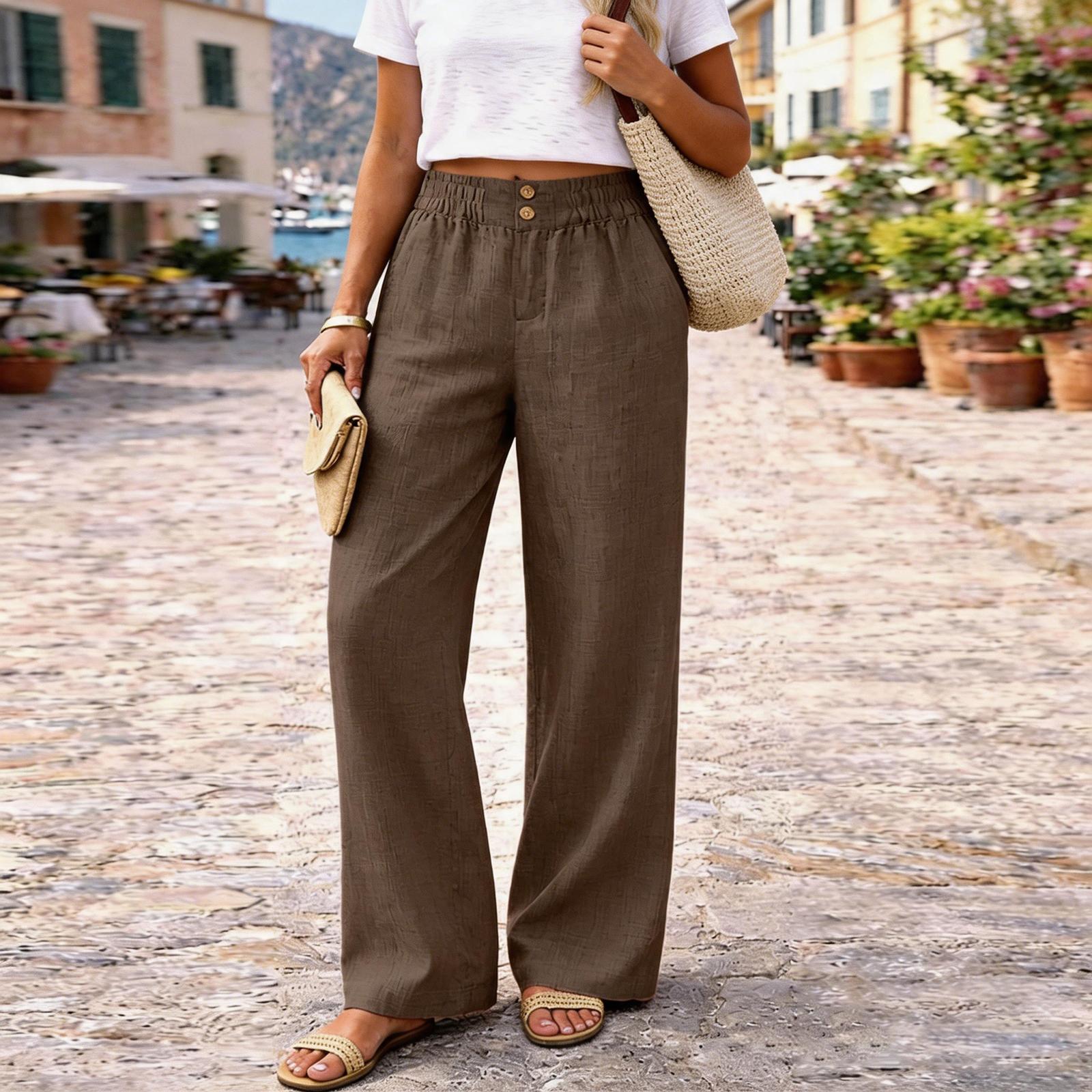 Women s Fashion Button Detail Straight Leg Casual Pants Elastic Waistband Lightweight Comfortable Wide Leg Trousers for Everyday Wear XXL
Women s Fashion Button Detail Straight Leg Casual Pants Elastic Waistband Lightweight Comfortable Wide Leg Trousers for Everyday Wear XXL