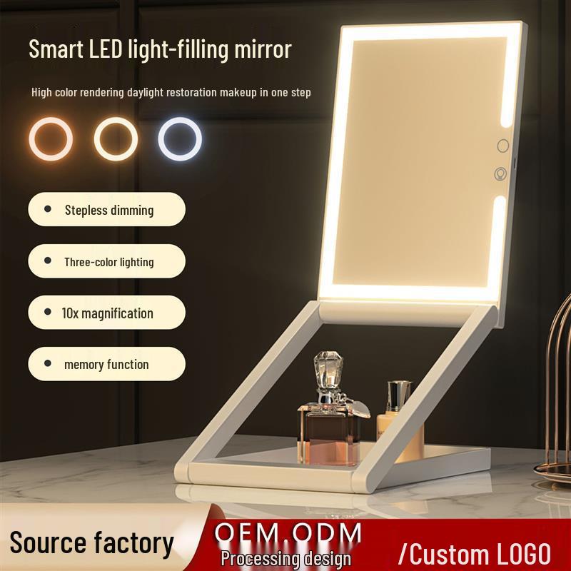 Portable LED Makeup Mirror with 10x Magnification, Foldable Desktop Design, and Storage. White without magnifier
Portable LED Makeup Mirror with 10x Magnification, Foldable Desktop Design, and Storage. White without magnifier