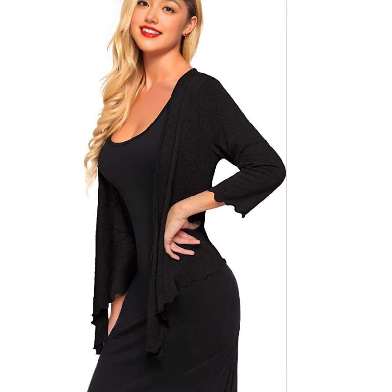 Women Spring Autumn Cardigan Tops Casual Solid Color Ruffled Hem Thin Tops Coat XS чорний
Women Spring Autumn Cardigan Tops Casual Solid Color Ruffled Hem Thin Tops Coat XS чорний