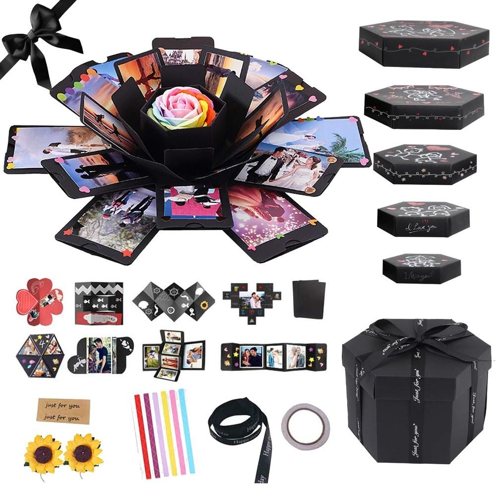 RECUTMS Surprise Box Album Gift Box Handmade Creative DIY Scrapbook Explosion Box Love Memory Photo Storage Black
RECUTMS Surprise Box Album Gift Box Handmade Creative DIY Scrapbook Explosion Box Love Memory Photo Storage Black