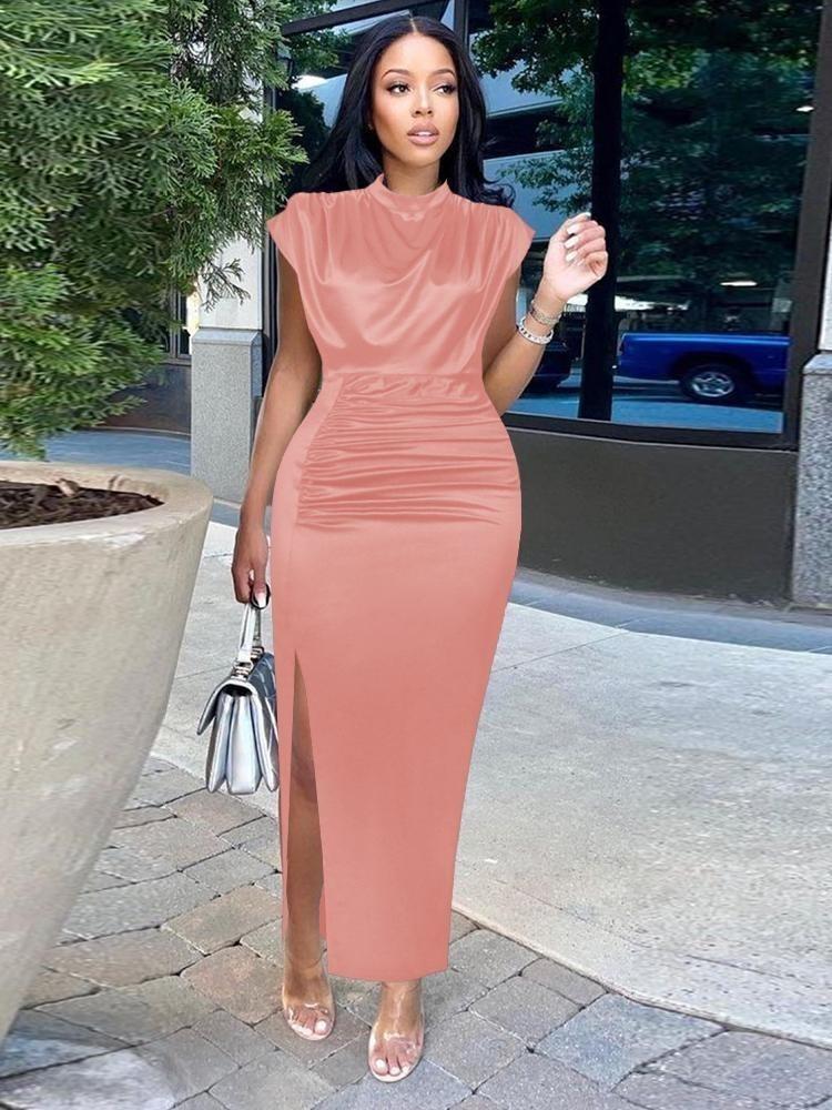 Elegant Slim Fit Evening Party Maxi Gown Long Pleated Shiny Plus Size Dress Wine Red High Collar Sleeveless Outfits with Slit 4XL рожевий
Elegant Slim Fit Evening Party Maxi Gown Long Pleated Shiny Plus Size Dress Wine Red High Collar Sleeveless Outfits with Slit 4XL рожевий