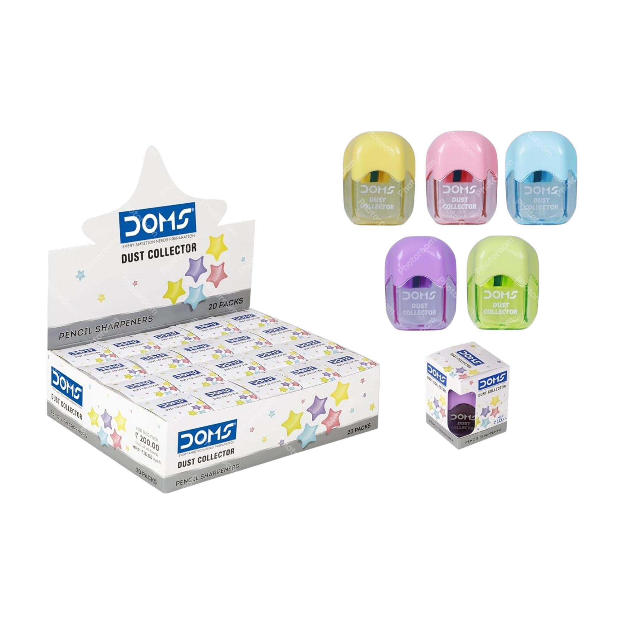 DOMS Multicoloured Dust Collector Sharpener Pack of 20 Pc Anti Rust Blade Pencil Sharpener For School Office Use
DOMS Multicoloured Dust Collector Sharpener Pack of 20 Pc Anti Rust Blade Pencil Sharpener For School Office Use