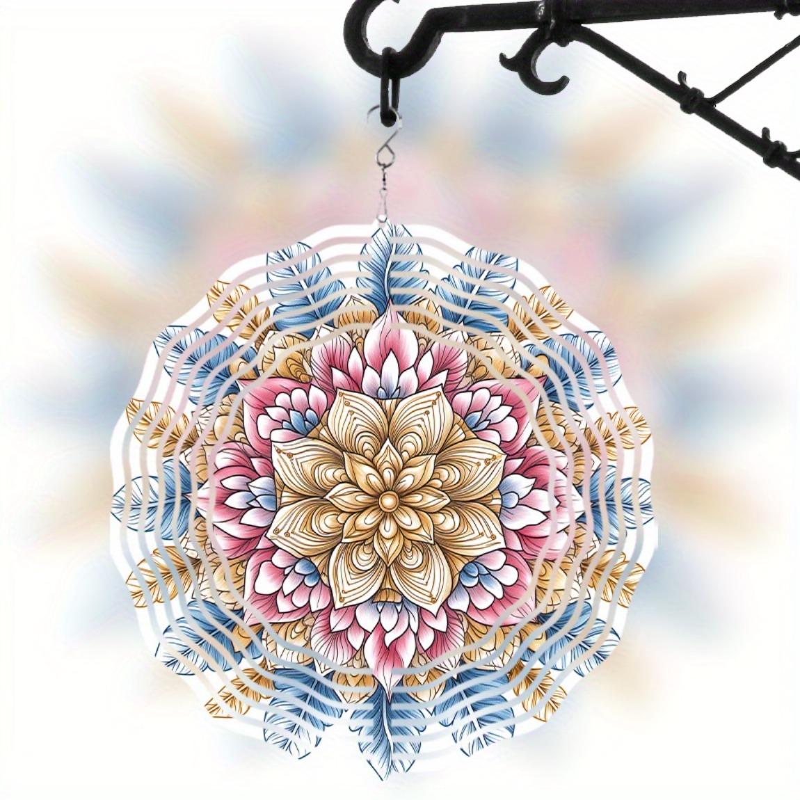 Metal Wind Chime Outdoor Garden Decor with Floral Mandala Design Rotating 360 Degrees Soothing Sound for Patio Balcony Lawn All Season Holiday 01A
Metal Wind Chime Outdoor Garden Decor with Floral Mandala Design Rotating 360 Degrees Soothing Sound for Patio Balcony Lawn All Season Holiday 01A