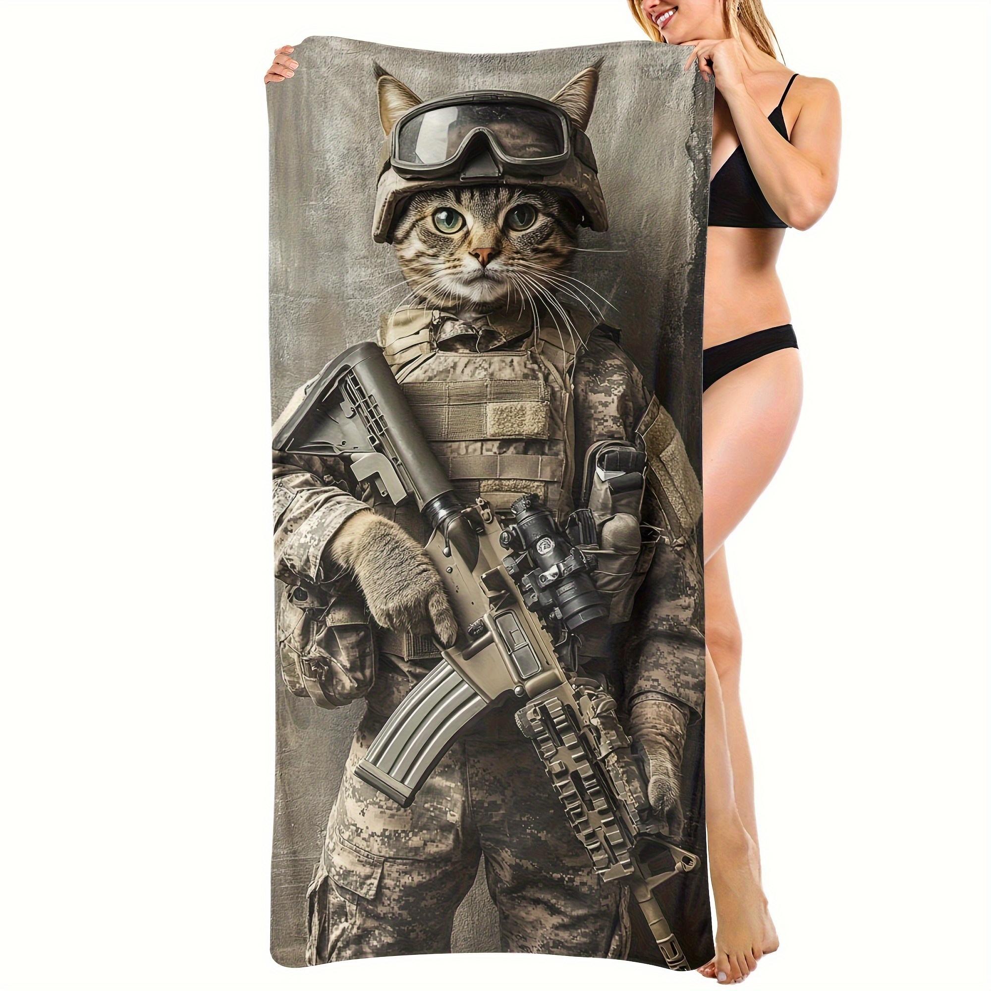 1pc Military Beach Towel - Quick-Dry Super Absorbent Sandproof Towel with Tactical Soldier Cat Design, Soft Microfiber for Pool, W40*H60(CM)
1pc Military Beach Towel - Quick-Dry Super Absorbent Sandproof Towel with Tactical Soldier Cat Design, Soft Microfiber for Pool, W40*H60(CM)