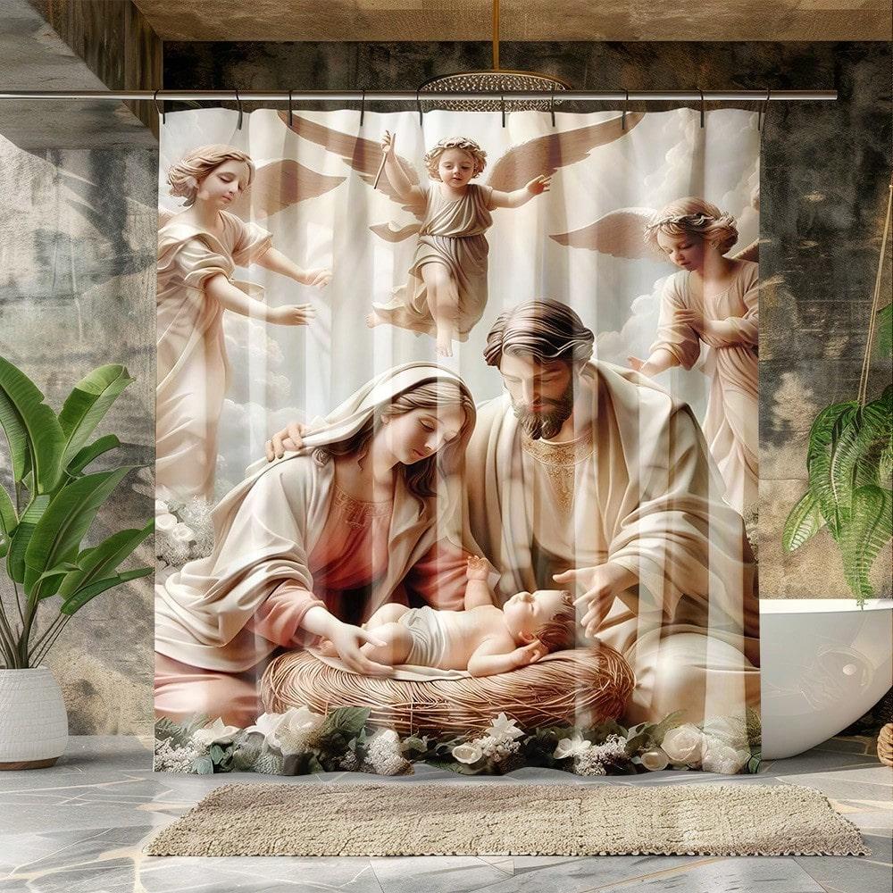 Sacred Nativity Shower Curtain: Embrace The Timeless Design, Soft Fabric, And Spiritual Vibes For Your Serene Bathroom W60H190(CM)-1 Pcs
Sacred Nativity Shower Curtain: Embrace The Timeless Design, Soft Fabric, And Spiritual Vibes For Your Serene Bathroom W60H190(CM)-1 Pcs