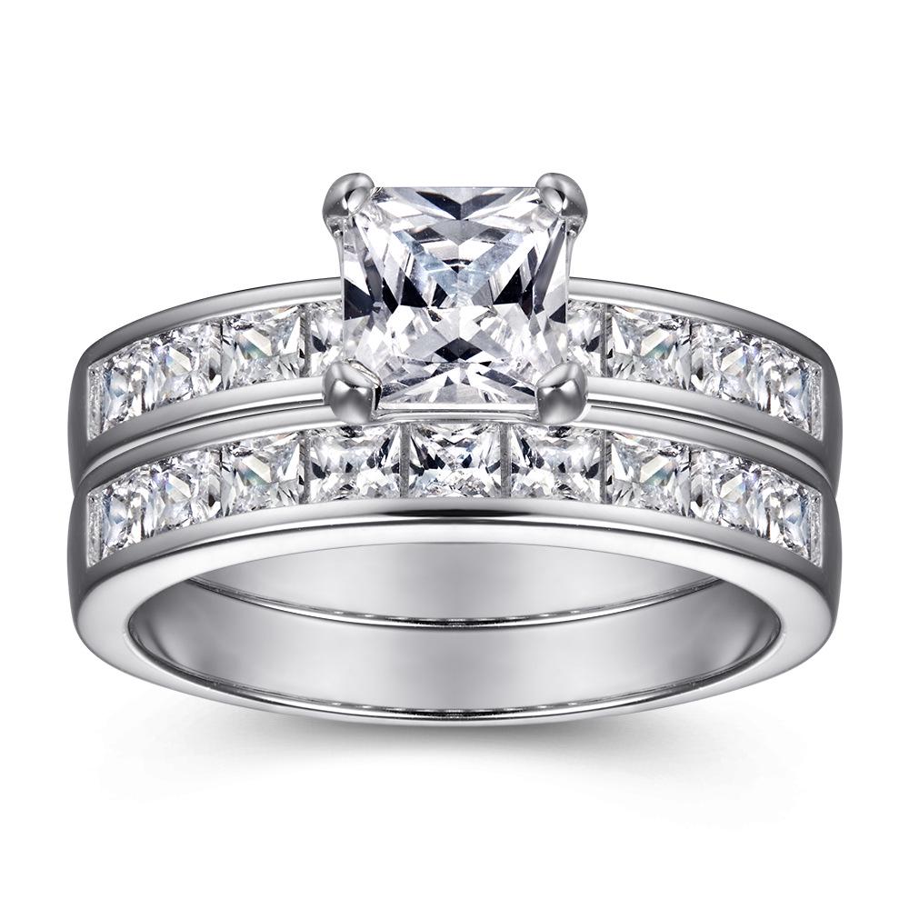S925 Sterling Silver Couples Ring Set with Inlaid Square Zirconia - Wedding and Proposal Rings US Size 6
S925 Sterling Silver Couples Ring Set with Inlaid Square Zirconia - Wedding and Proposal Rings US Size 6